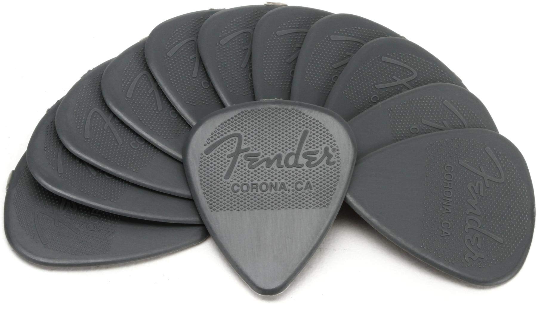 Fender Nylon Guitar Picks 351 Shape, Black, 1.00Mm, 12 Pack