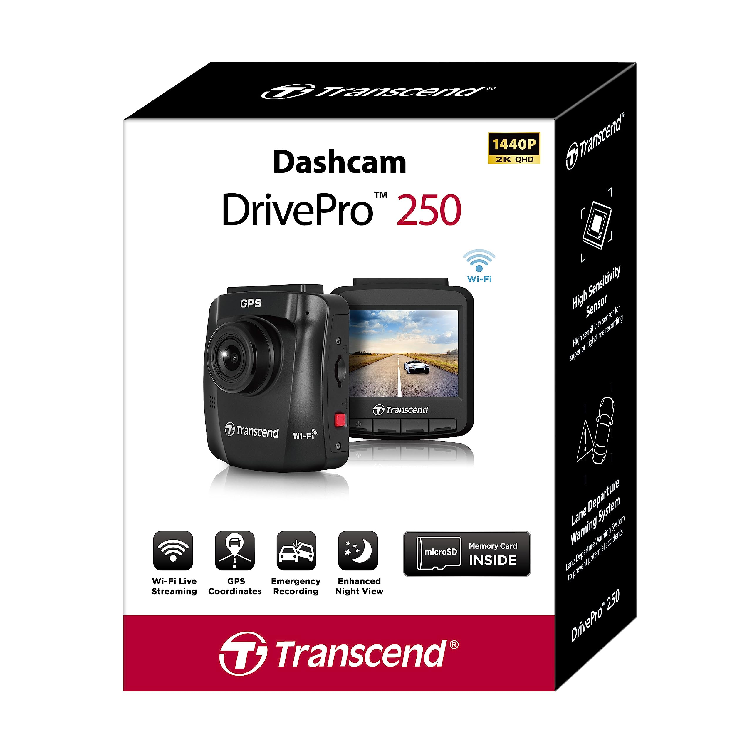 Transcend Dash Camera DrivePro 250 TS DP250A 32G, Black