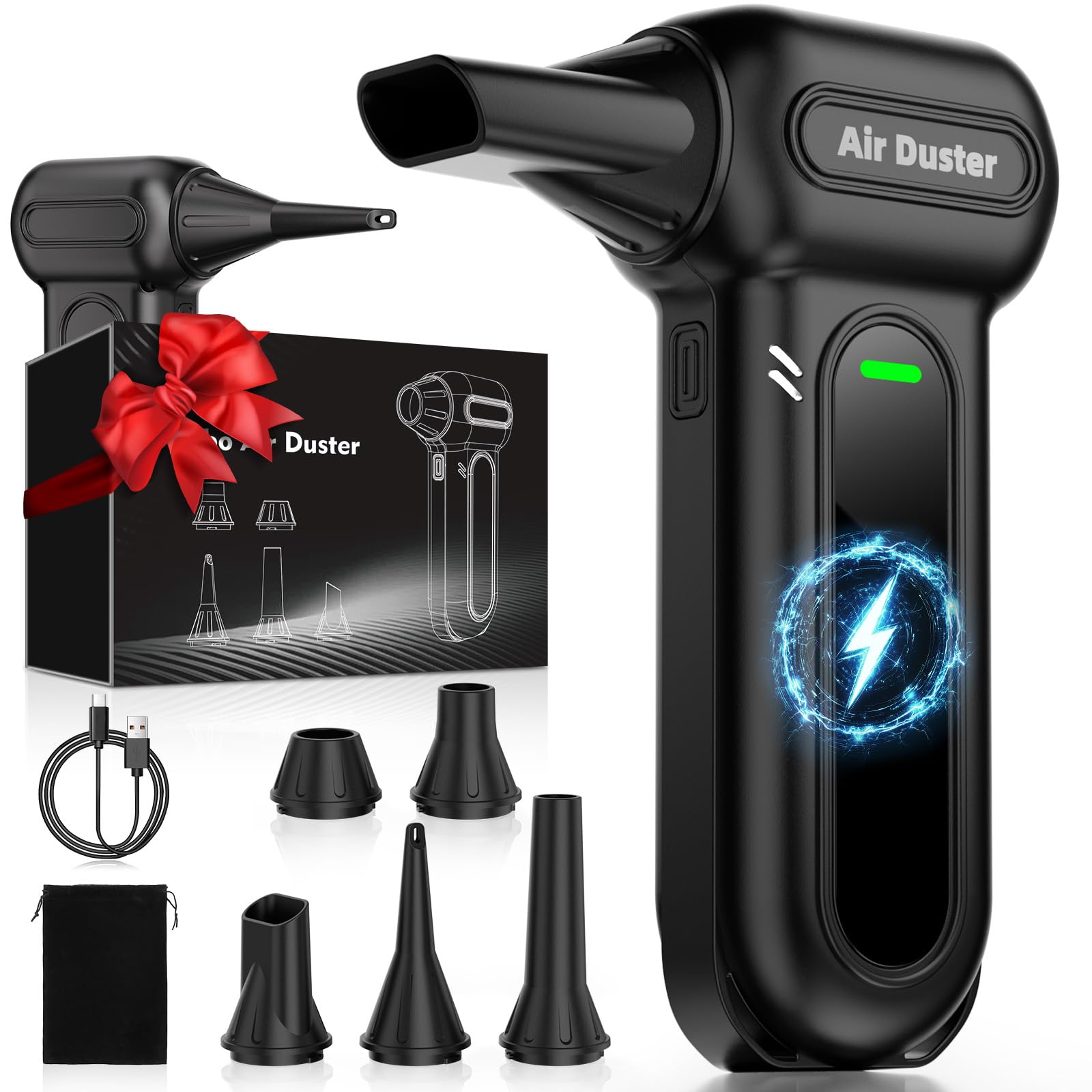 Godboat Compressed Air Broom - 150000RPM Electric Air Dusters for Cleaning, 4-Gear Turbo Blower Fan, Mini Keyboard Cleaner with 