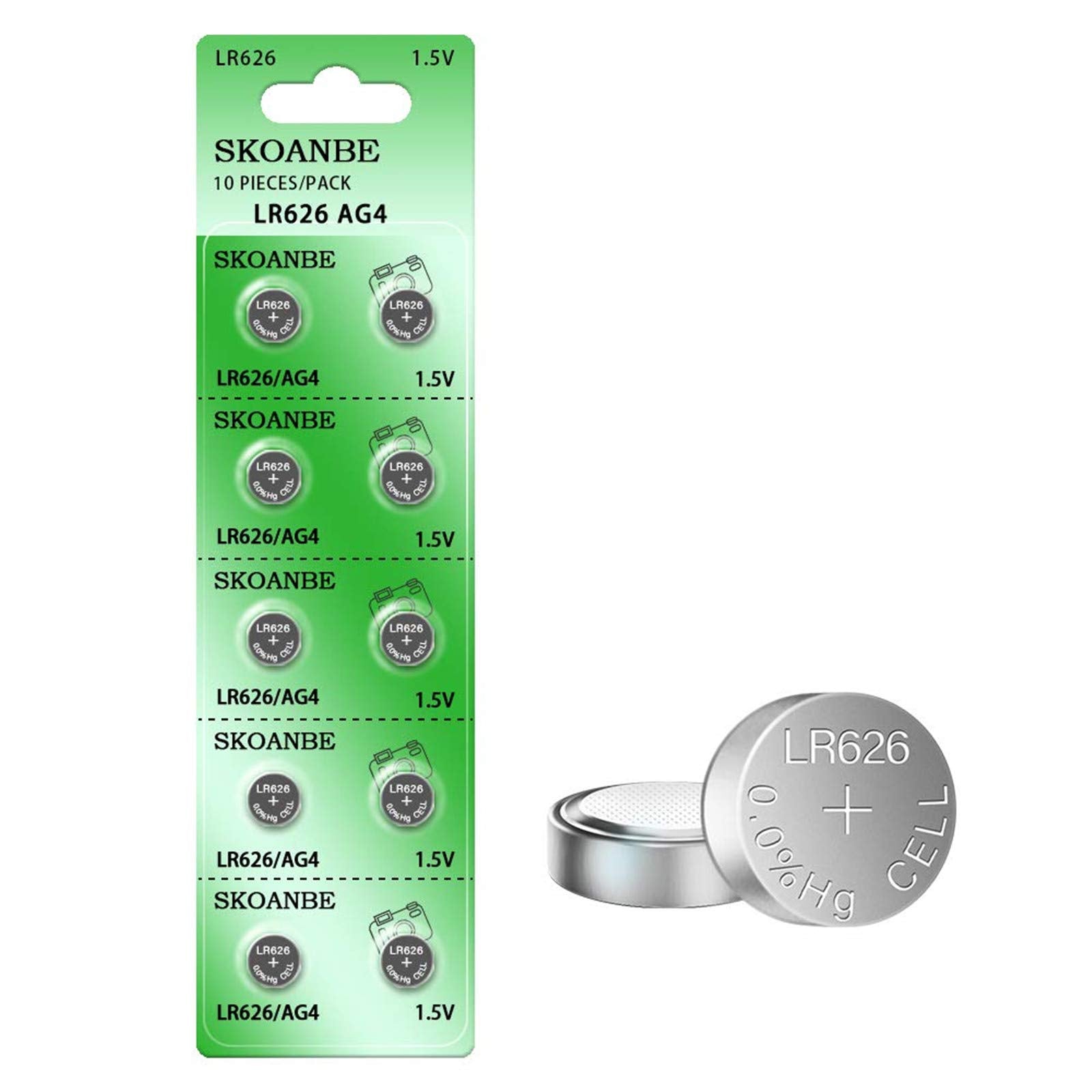 Skoanbe 10Pack Sr626Sw 377 Lr626 Ag4 1.5V Watch Battery