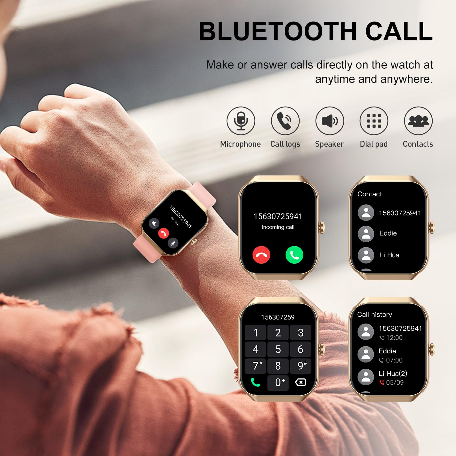 Smart Watch For Women, 1.96 ''Hd Smartwatch (Answer/Make Call) With Heart Rate/Sleep Monitor/Spo2/Pedometer, Fitness Activity Tr