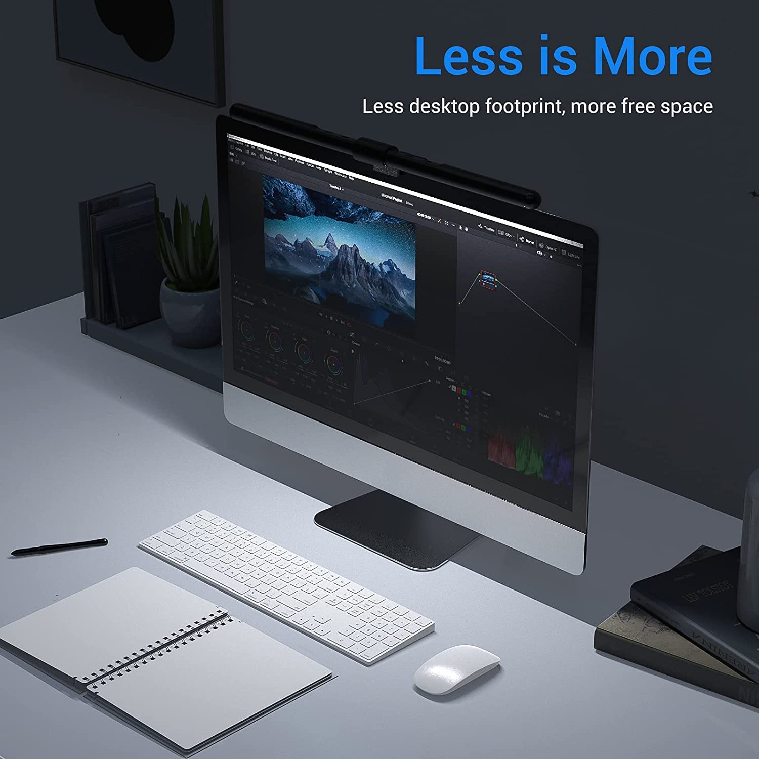 Quntis 20.4'' Computer Monitor Light Bar No Glare Auto-Dimming Black Aluminum Plastic