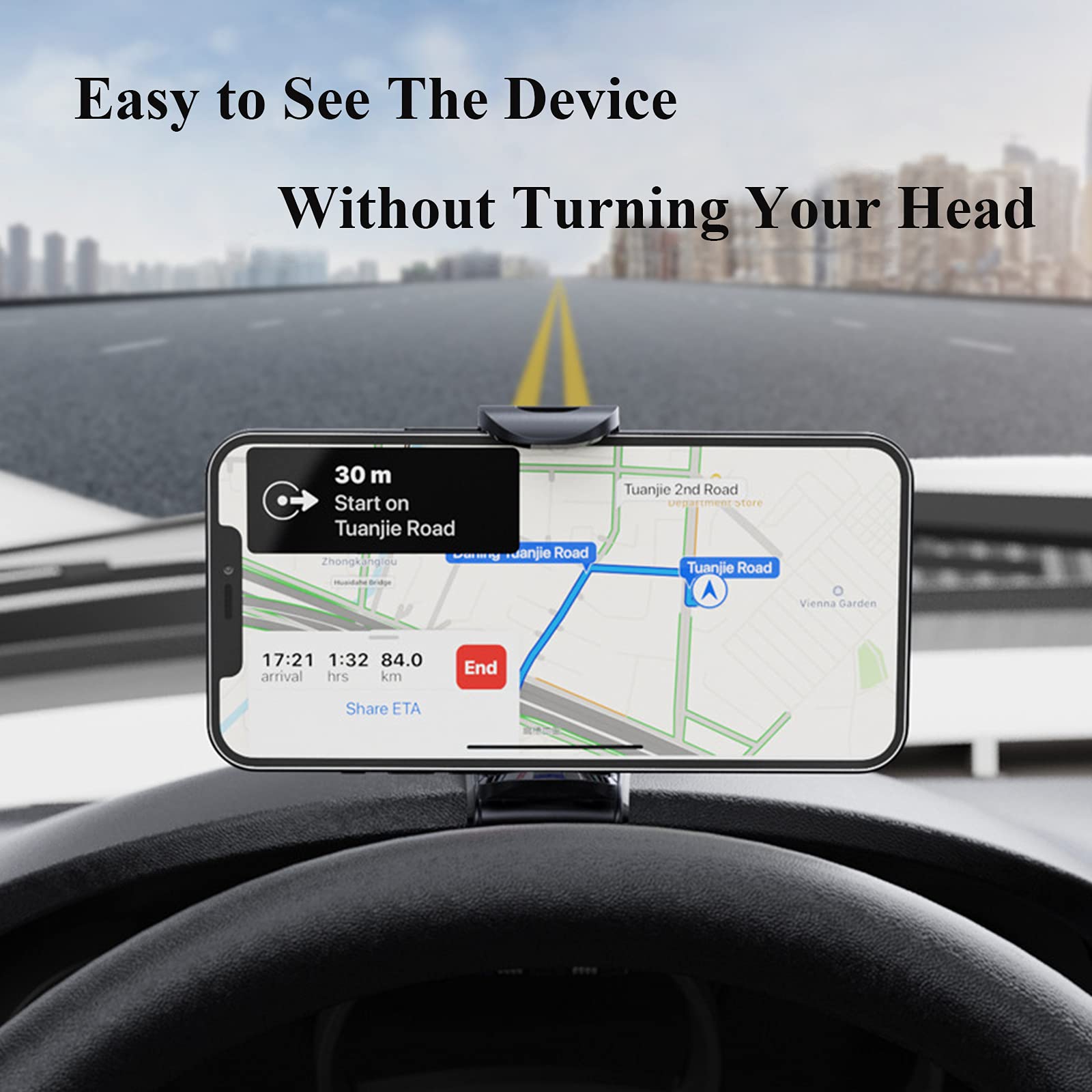 Chdfkkd Car Phone Mount, Cell Phone Holder For Car 360 Degree Rotation Dashboard Car Clip Mount Stand Suitable For 4.7 To 6.5 Inch Smartphones (Black)