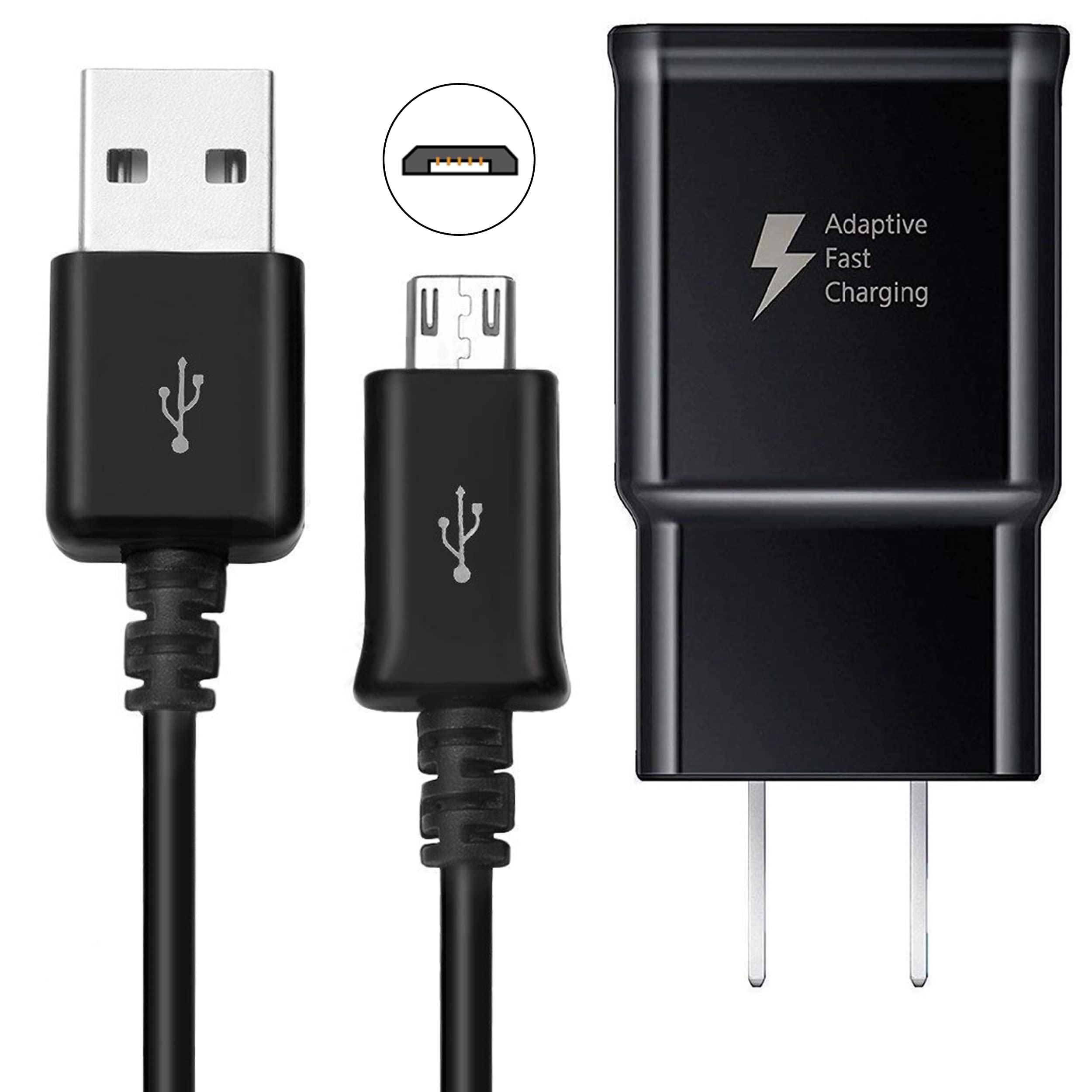 Samsung Adaptive Fast Charging Wall Charger With 5 Feet/1.5 Meter Micro Usb 2.0 Cable Kit Set Compatible With Samsung Galaxy S7/