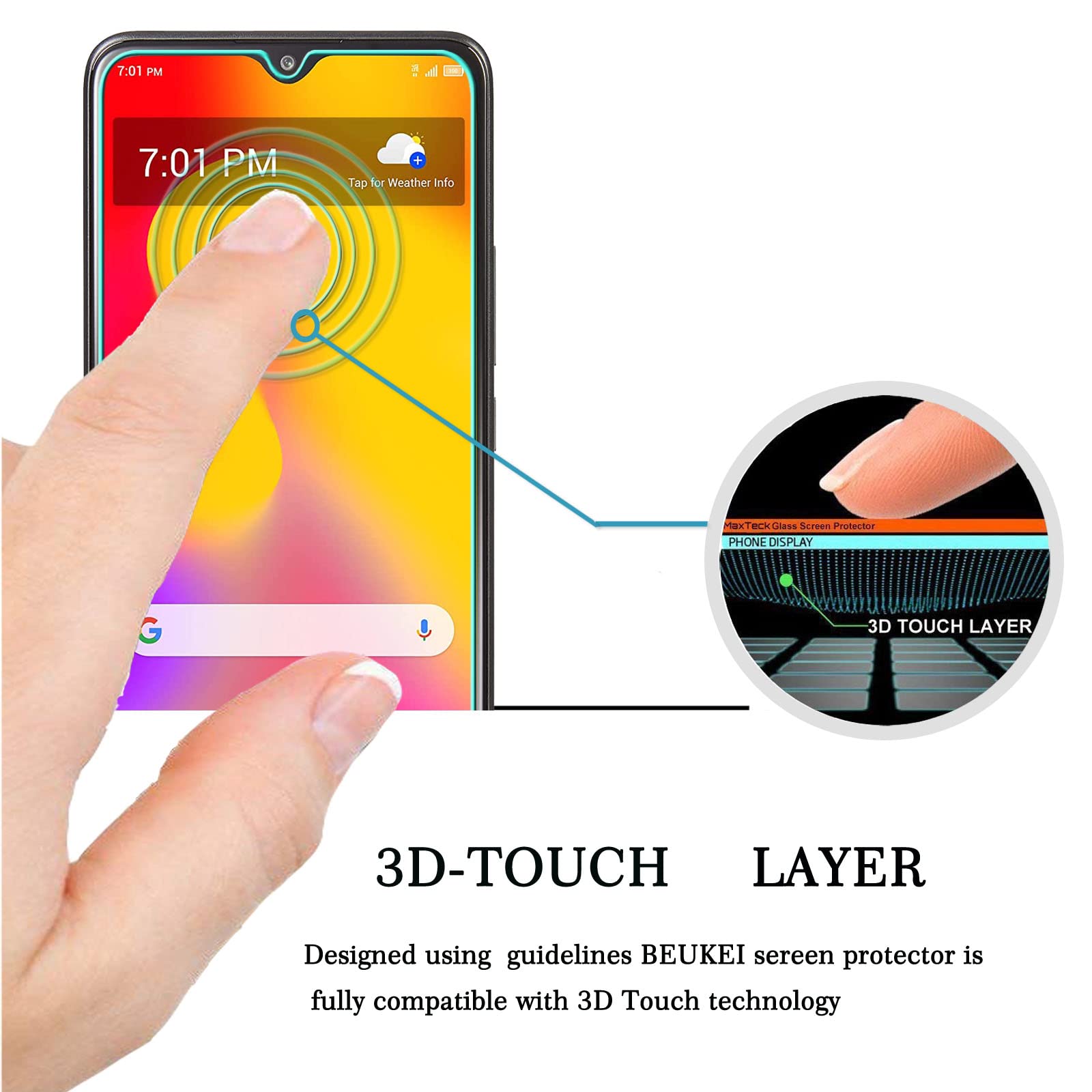 Beukei (3 Pack) Compatible For Tcl 30 Xl/Tcl 30Xl (2022) Screen Protector Tempered Glass (6.82 Inch),Touch Sensitive,Case Friend