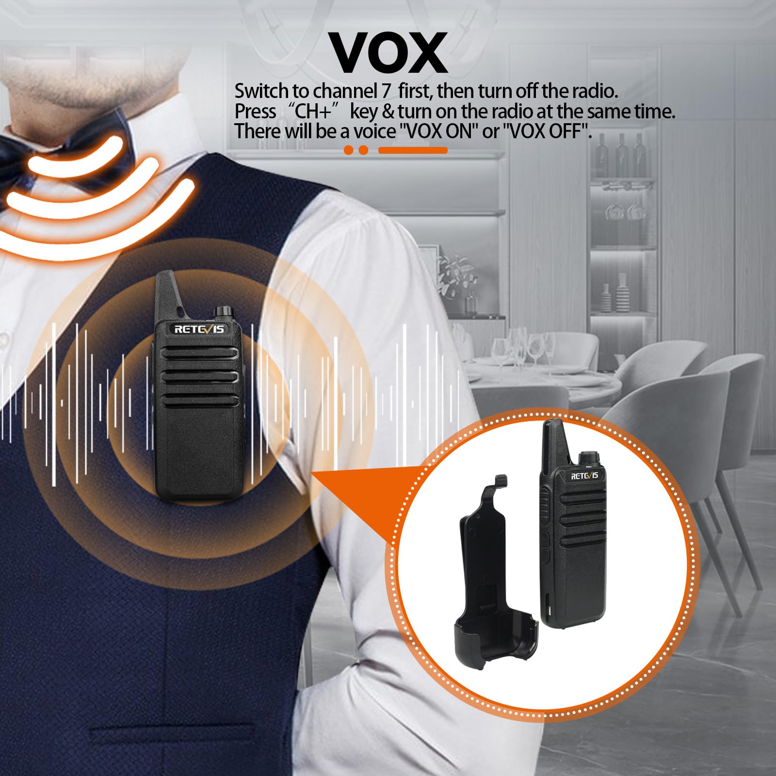 Retevis RT22 Two Way Radio, Long Range Rechargeable Walkie Talkies, Portable 4 Pack, Black, Model FA9121A2-C9018A