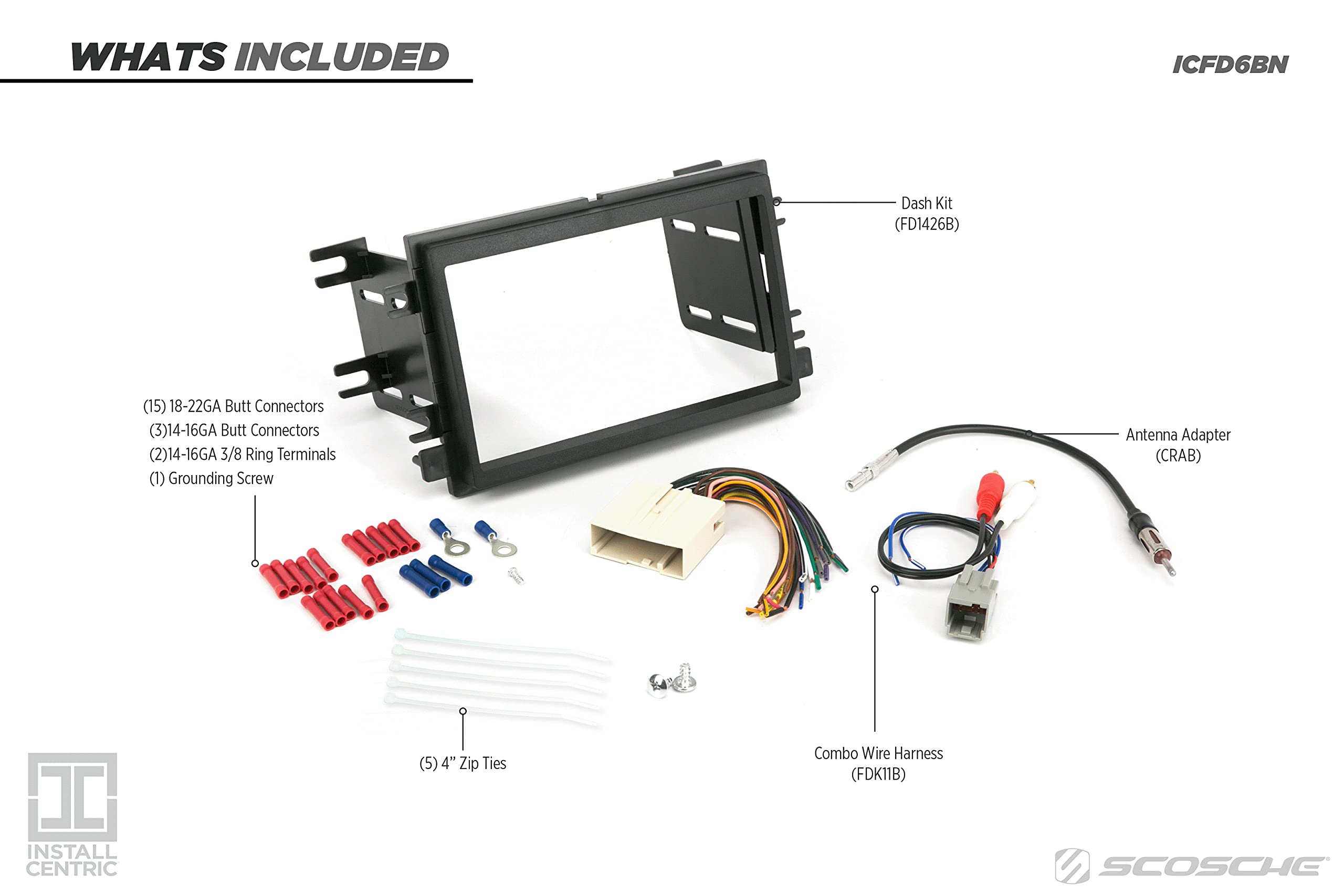 Scosche ICFD6BN Double DIN Radio Install Dash Kit Compatible with Select 2007 14 Ford and & Mercury Vehicles with Premium Sound   Complete Car Stereo Installation Kit   See Vehicle Fit Guide in Images