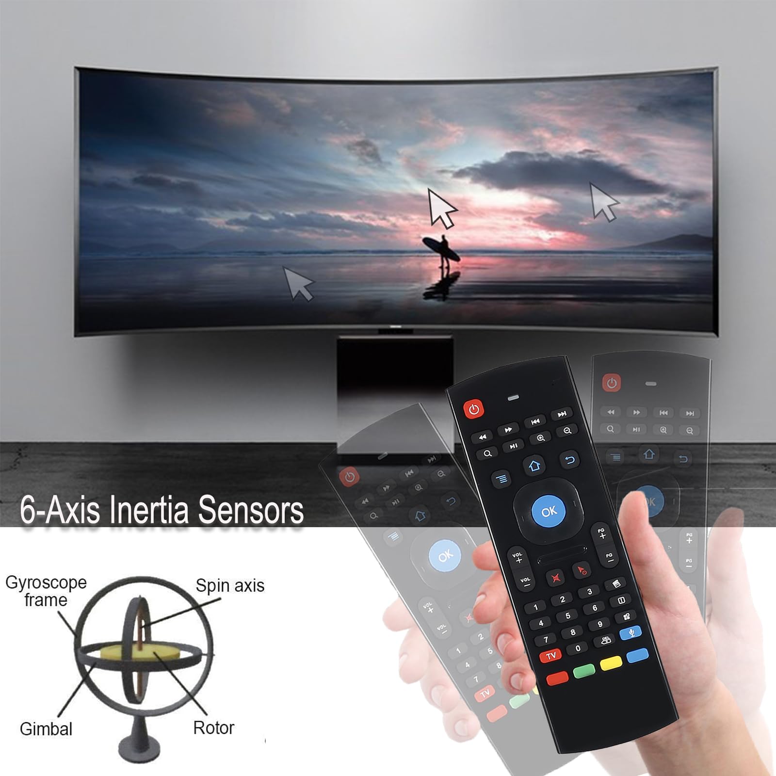 Mx3 Air Mouse Voice Remote Control, 2.4G Multifunctional Mini Wireless Keyboard Air Mouse Remote For Android Smart Tv Box, 3 Gyr