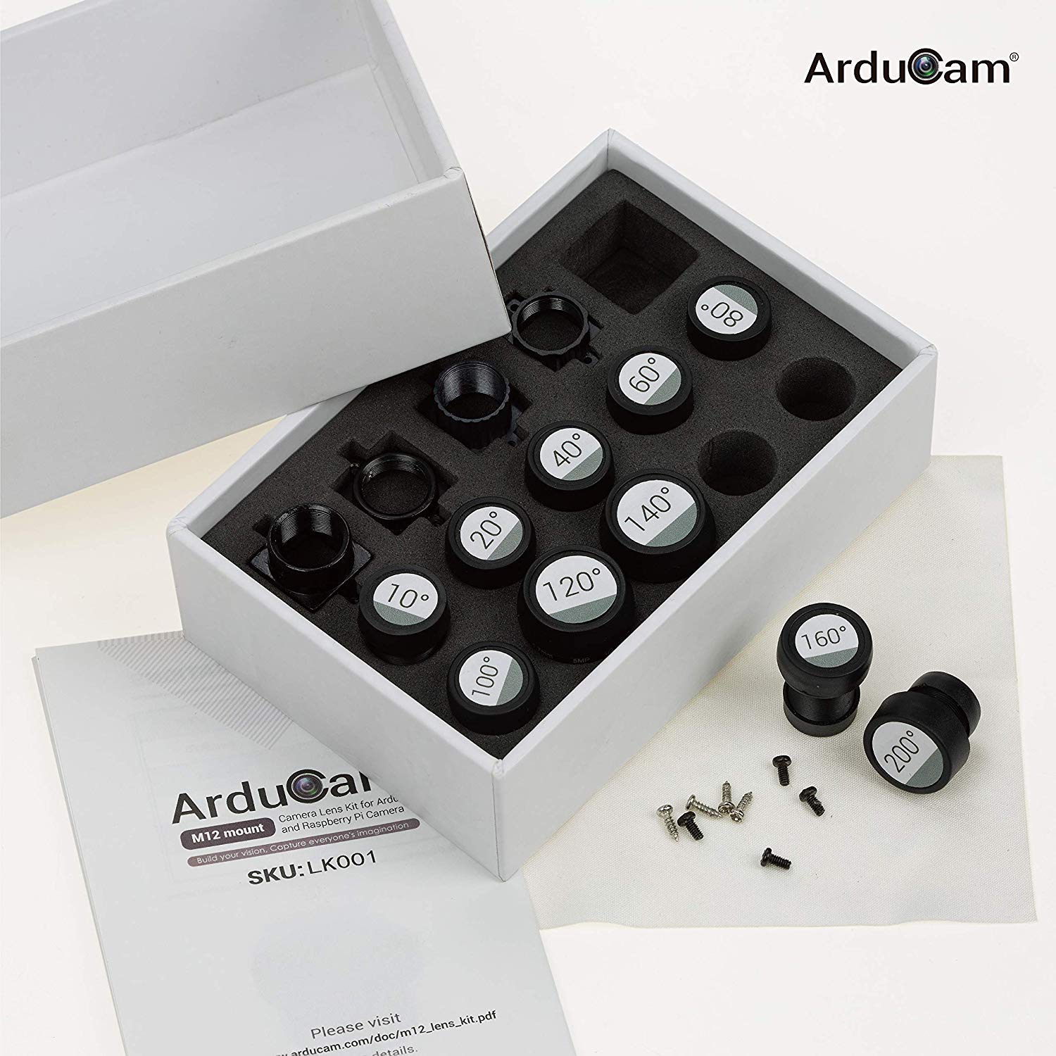 M12 Lens Set, Arducam Lens For Raspberry Pi Camera (1/4'') And Arduino, Telephoto, Macro, Wide Angle, Fisheye Lens Kit (10  200)