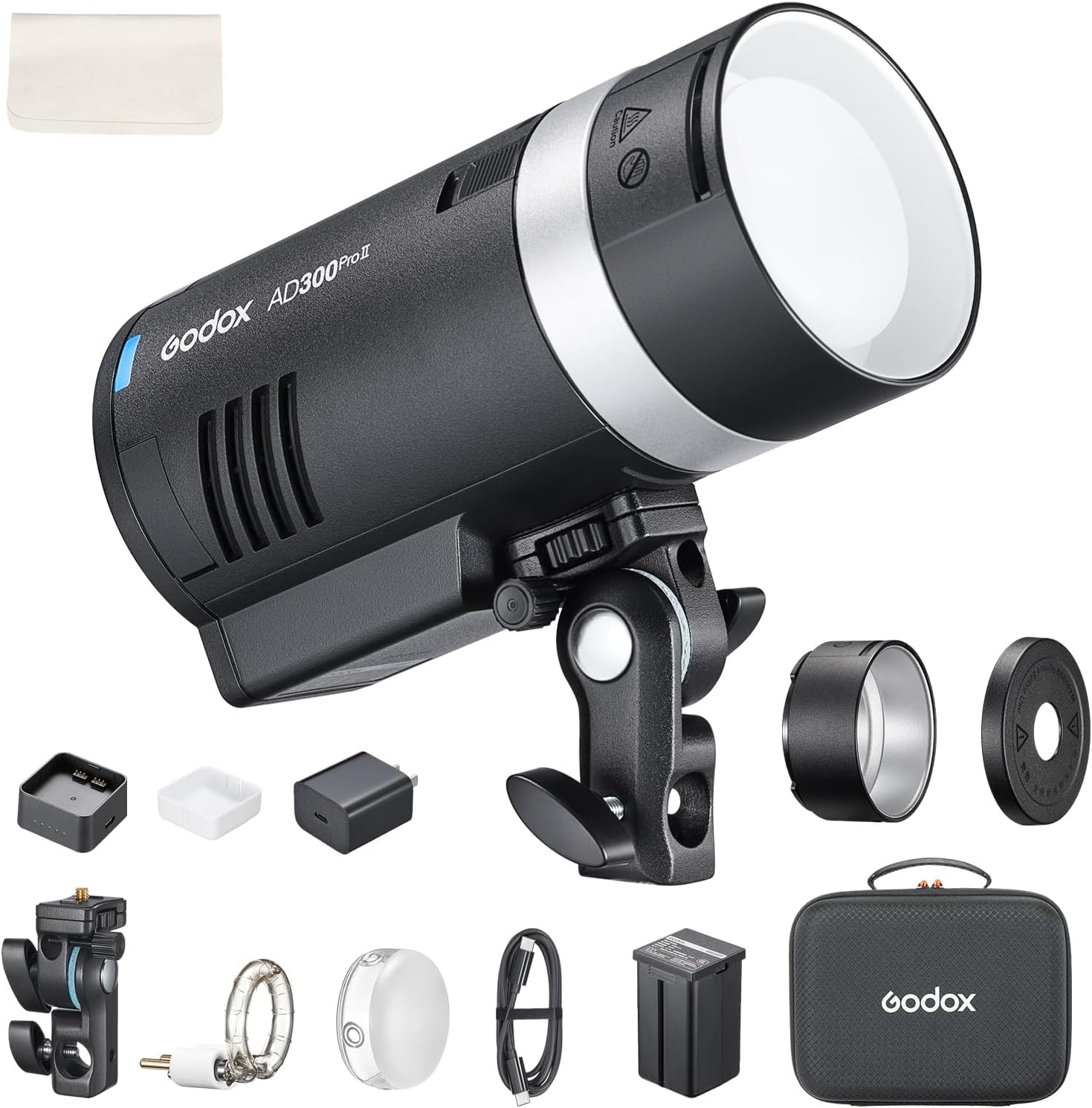 Godox AD300 Pro II AD300Pro II Outdoor Flash Strobe, 300Ws 2.4G TTL 1/8000 HSS, 0.01-1.5s Recycle, 350 Full Power Flashes, 12W M