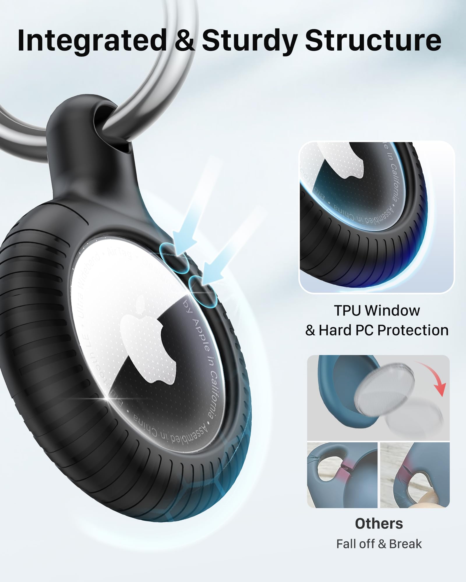 Yosh Airtag Holder Keychain 4 Pack, Airtag Keychain [Twist Lock Design] [Fit Tightly] [Pet Chew Proof] Anti Scratch Hard Pc Air Tag Case With Metal Spring Key Chain, Compatible With Apple Airtag