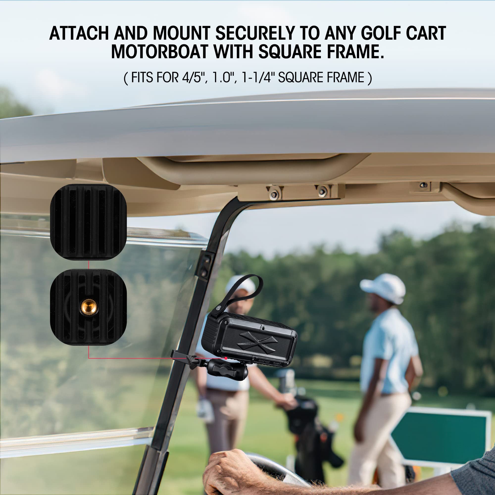 Roykaw Golf Bluetooth Speaker With Mount, Loud Stereo Sound, Ipx7 Waterproof, Shockproof & Dustproof, Portable Wireless Speaker