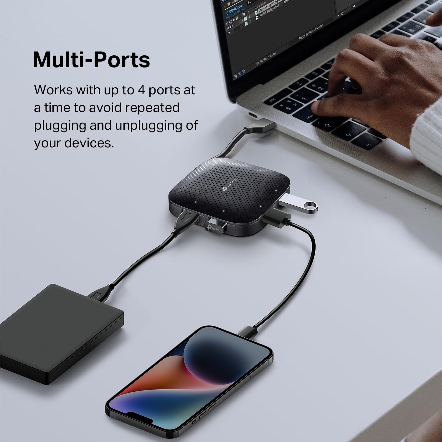 Tp-Link 4-Port Usb 3.0 Hub, Slim And Compact Usb Splitter With Foldable Cord Design, Usb Hub For Laptop, Pc, Macbook, Mac Mini,