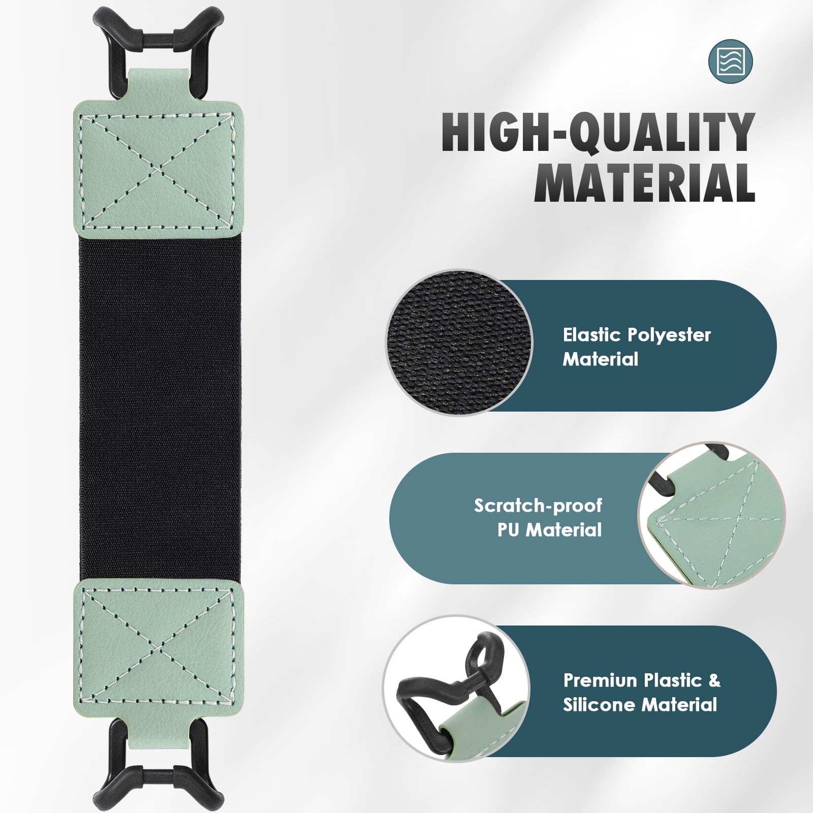 MoKo Security Hand Strap for 9 11 Inch Tablet, iPad/iPad Pro/iPad Air/Kindle Fire HD/Samsung, High Elasticity Versatile Hand Strap Lightweight Finger Grip Holder, Black Belt, Mint Green