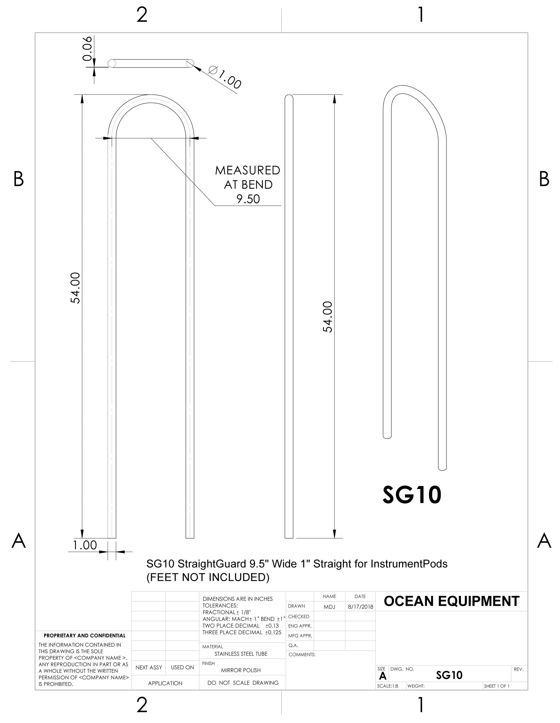 Navpod Sg10 Straightguard   No Bend   9.5'' Wide   1'' Diameter