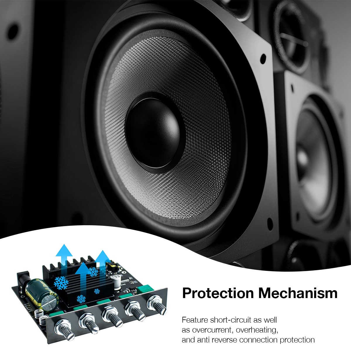 Hosyond 2.1 Channel Bluetooth Audio Power Amplifier Board 50W  2+100W With Treble And Bass Control For Diy Bluetooth Speaker Hom