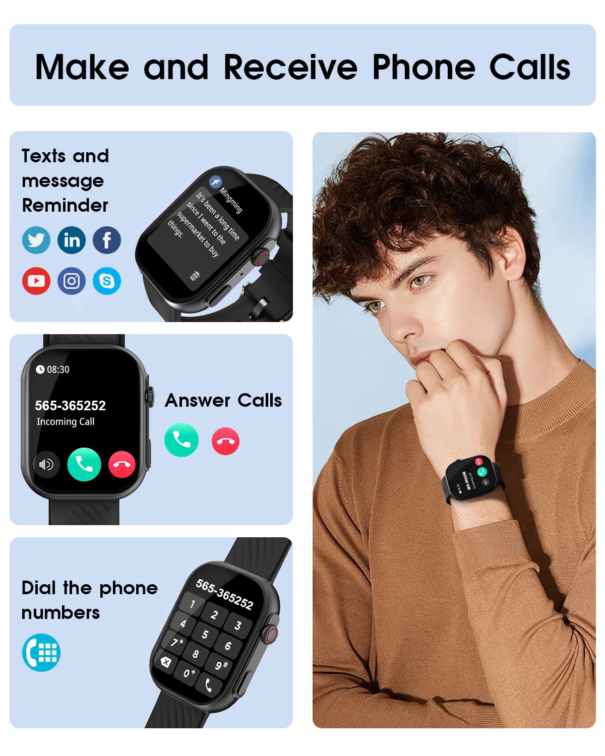 Smart Watch For Men Women (Answer/Make Call), 2.0Smartwatch Fitness Tracker With 100+ Sport Modes, Heart Rate/Sleep Monitor, Ped