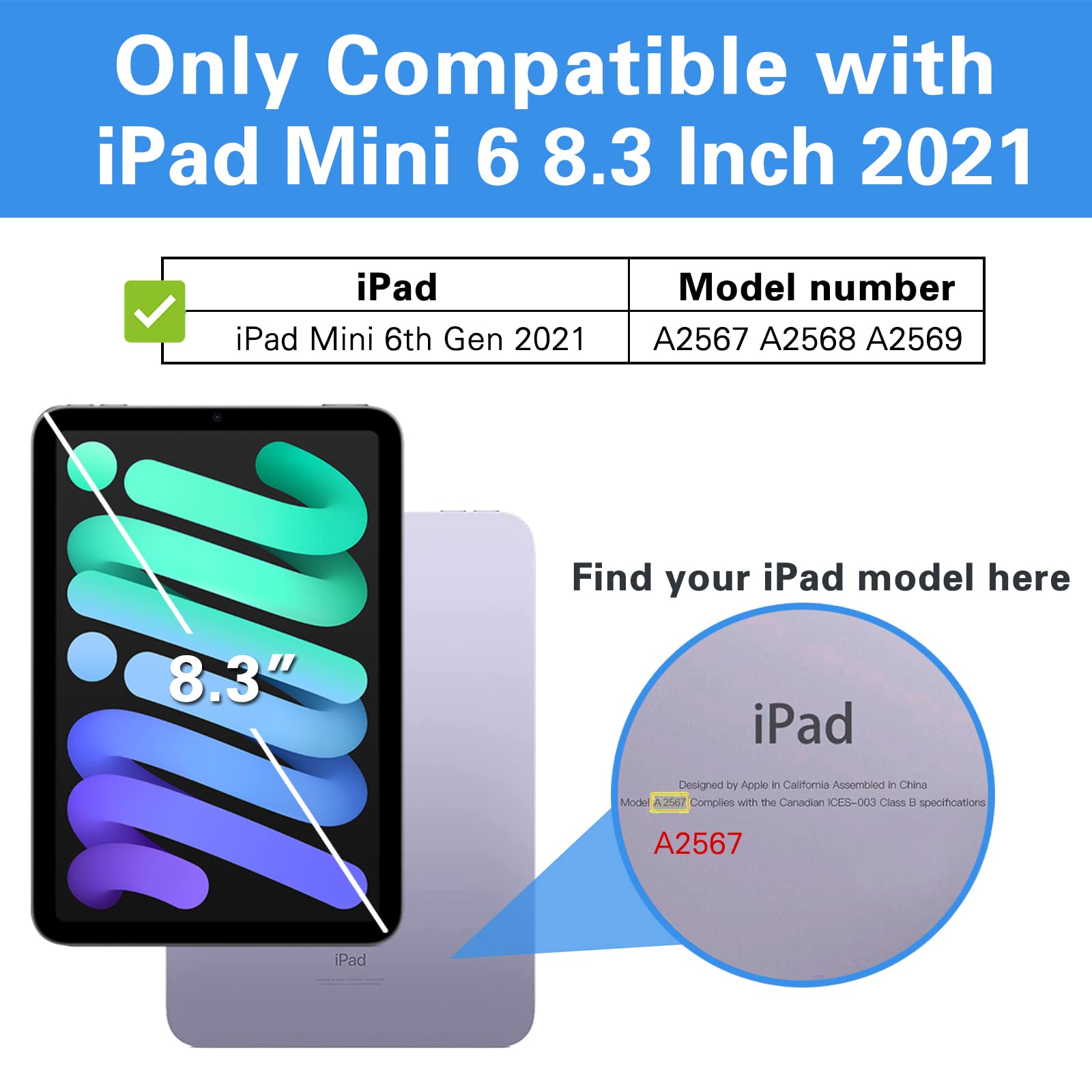 Procase Smart Case For Ipad Mini 7 A17 Pro 2024/Ipad Mini 6 2021 8.3 Inch Ipad Mini 7Th/6Th Gen Case, Hard Back Cover For Ipad Mini 8.3' 7Th Gen A2995/A2996/A2993/6Th Gen A2567 A2568 A2569  Teal