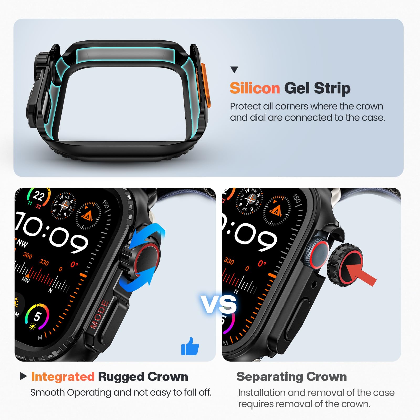 Goton Metal Bumper Case For Apple Watch Series 9 8 7 45Mm Protector, [Turn 45Mm Into Ultra Seamlessly] Rugged Bumper With Back C