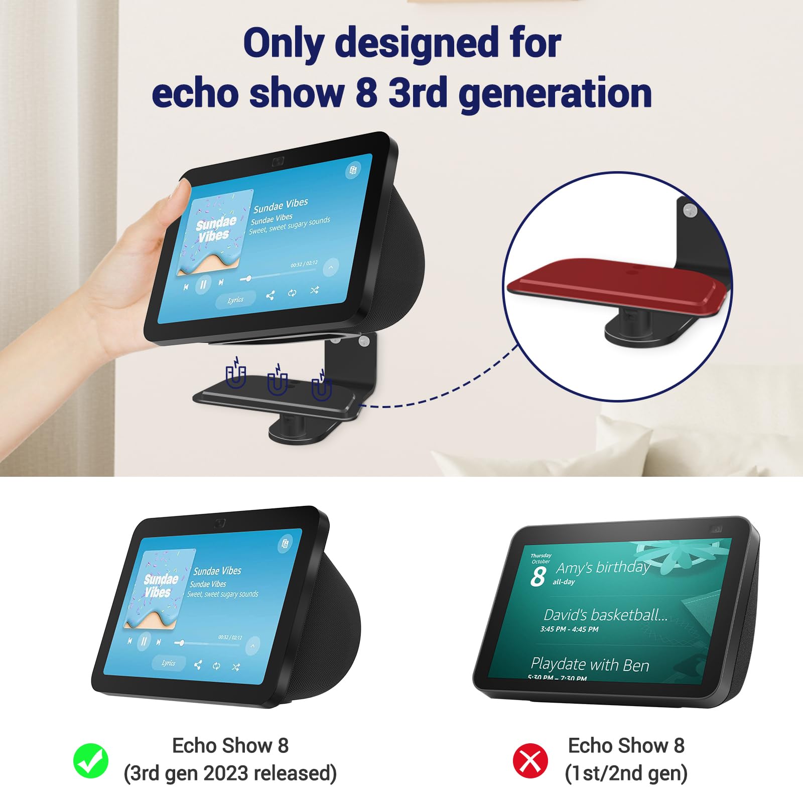 Wawxh1314 Wall Mount For Show 8 3Rd Gen, Adjustable Show 8 3Rd Wall Mount, Easy Installation Show 8 3Rd 2023 Wall Mount Bracket,