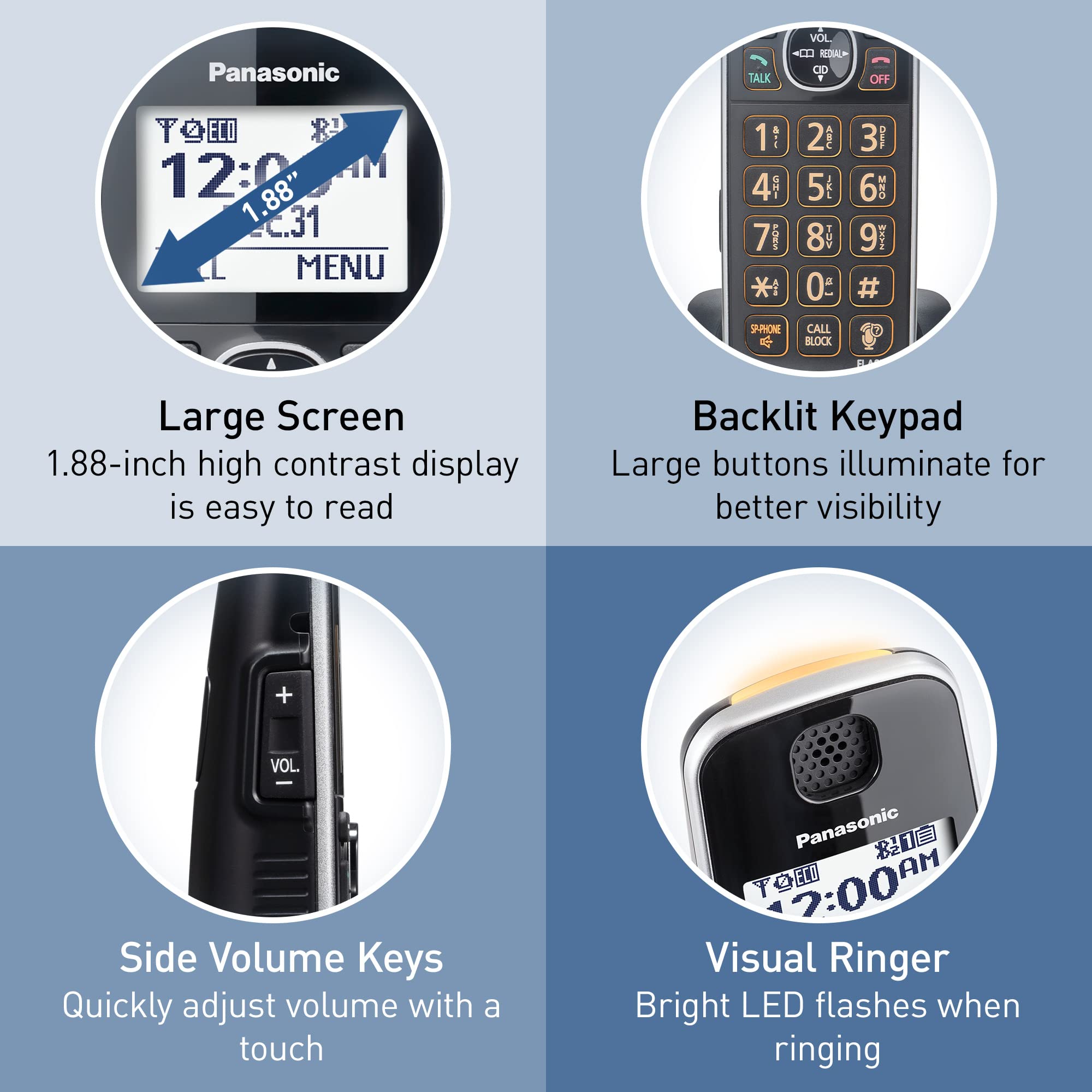 Panasonic Additional Cordless Phone Handset Compatible With Kx-Tge6X Series Cordless Phone Systems - Kx-Tgea61B (Black)