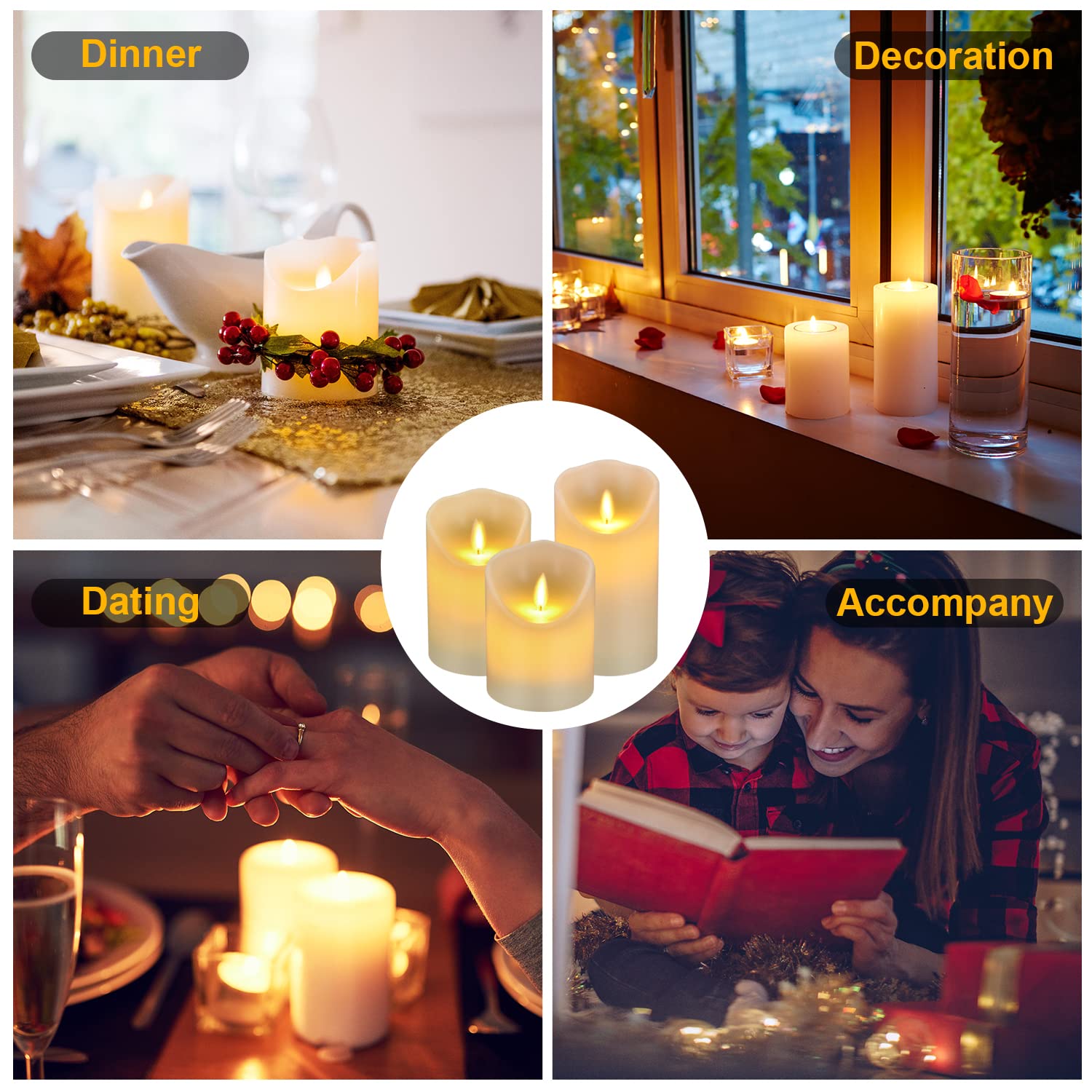 Antizer Flameless Led Candles 4 5 6 Set Of 3 Dripless Real Wax Pillars Include Realistic Flames And 10-Key Remote Control With 2