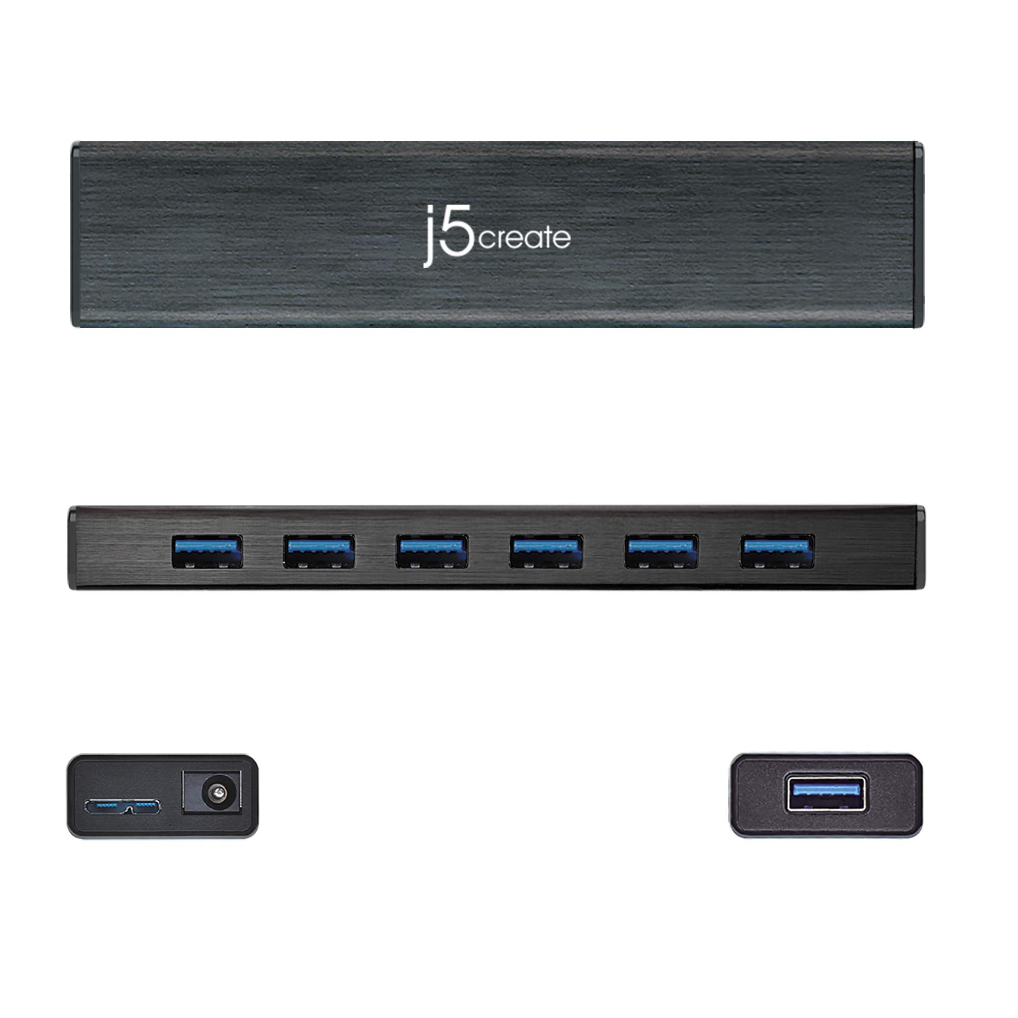 J5Create 7-Port Powered Usb 3.0 Data Hub With 3.3 Ft Extended Cable [20W Power Adapter Included] For Mac, Macbook, Windows, Lapt