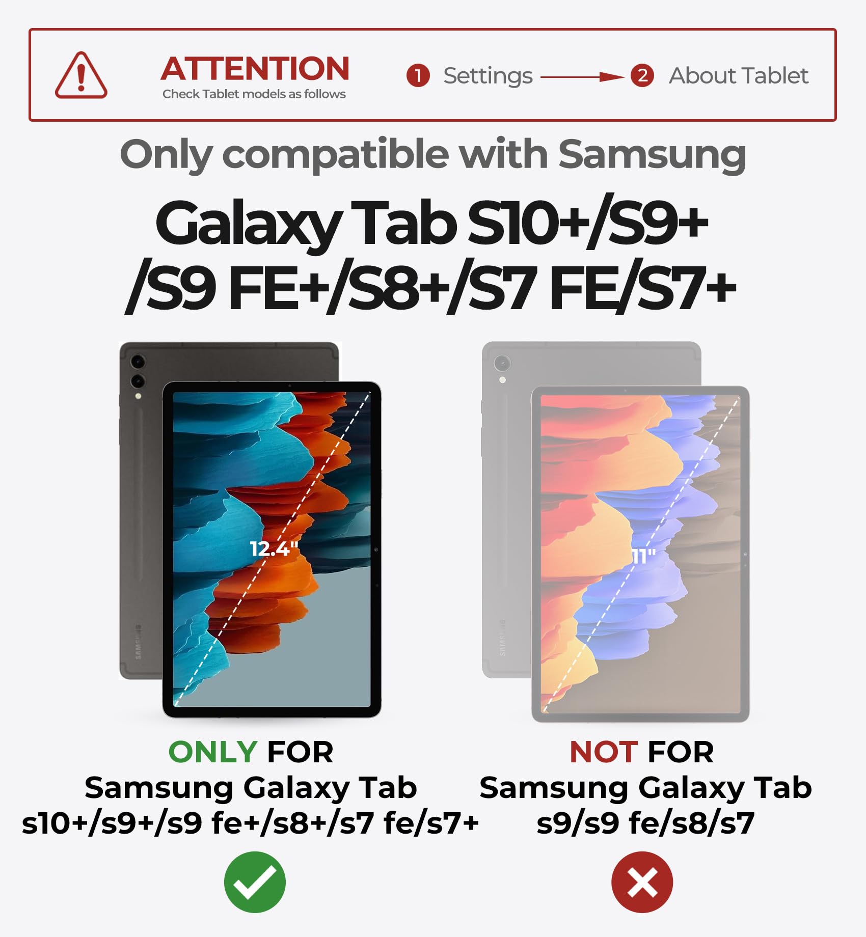 Dexnor For Samsung Galaxy Tab S10+ / S9+ / S8+ / S7+ Case With Keyboard, 12.4 Floating Cantilever Magnetic Stand, Multi-Touch