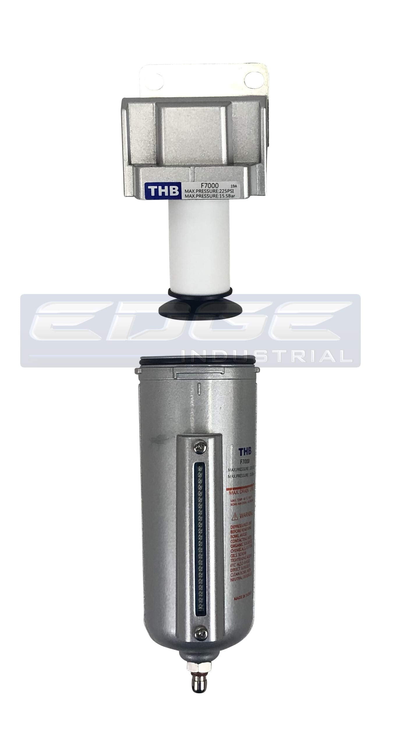 Heavy Duty Industrial Rated High Flow Particulate Filter, In Line Water Trap For Compressed Air Line Systems, 5 Micron With Meta