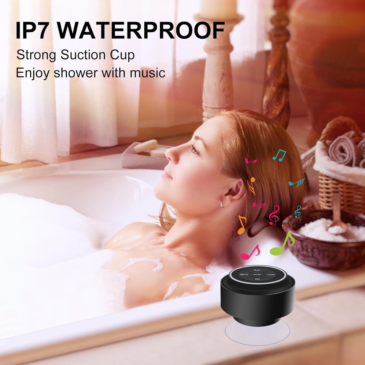Waterproof Shower Speaker, Portable Bluetooth Speaker With Suction Cup, Ipx7 Waterproof Wireless Speaker Teen Boys Gift Ideas Fo