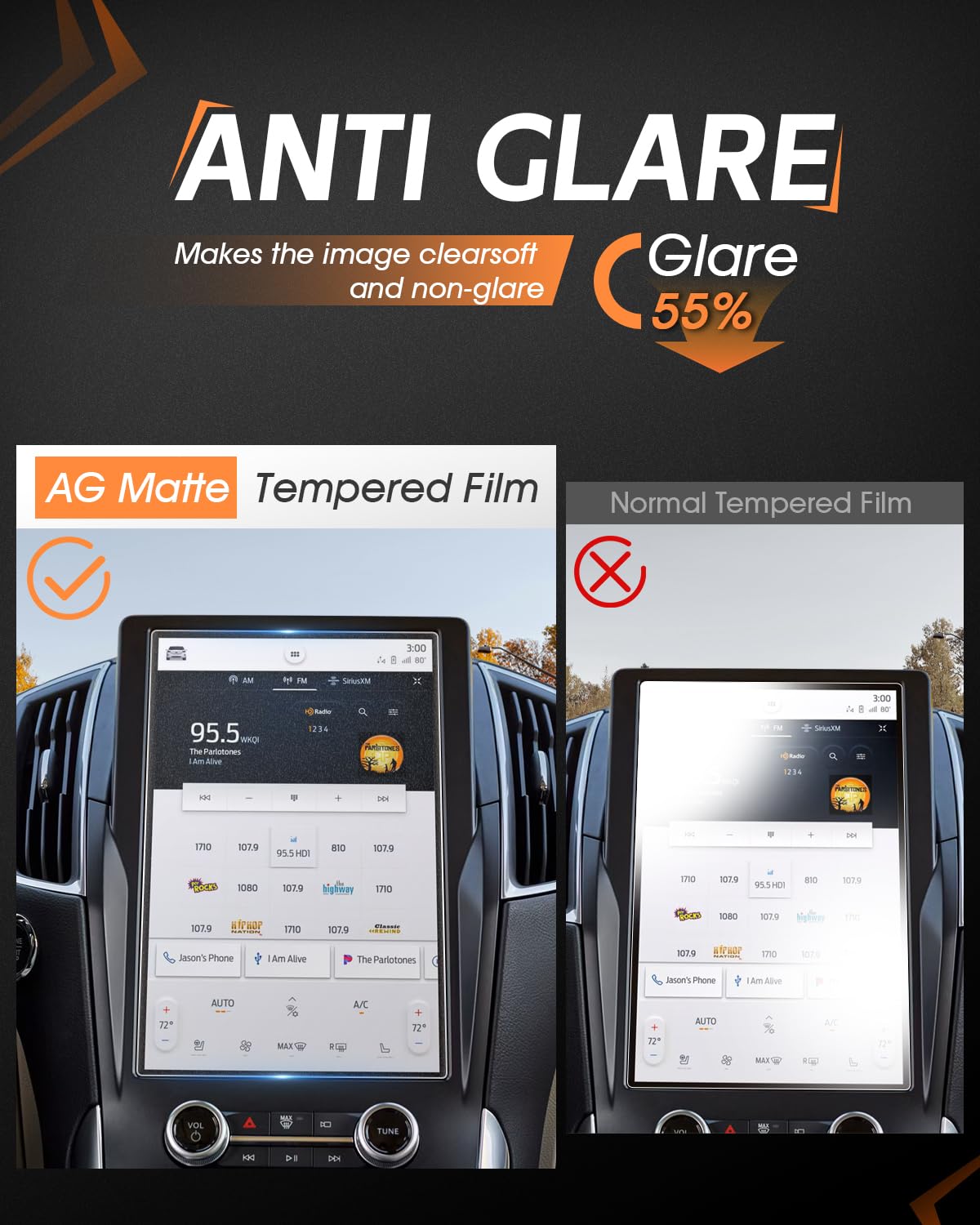 Cdefg Matte Anti Glare Screen Protector For Ford Edge 2021 2022 2023 2024 Accessories Screen Protector For Edge 2021 2024 Se, Sel, St Line, Titanium, St 12' Matte Anti Glare Tempered Glass