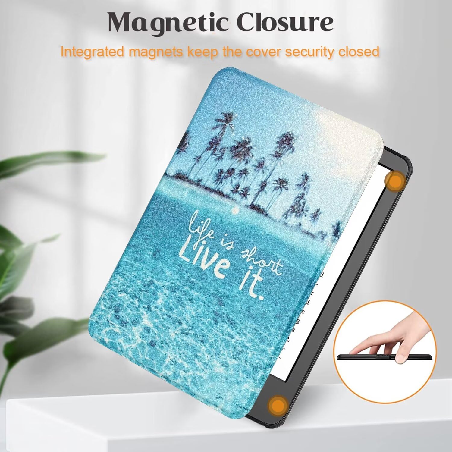 Monsdirect Compatible With All New 6'' Kindle 11Th Generation Case 2022 (Model: C2V2L3), Hand Strap Smart Auto Wake/Sleep Pu Lea