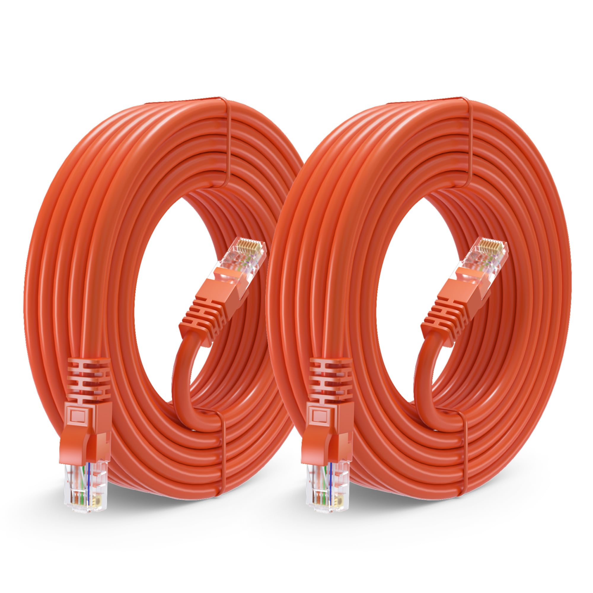Maximm Cat 6 Ethernet Cable 25 Ft (2 Pack)   High Speed Lan Cable, Internet Cable, Patch Cable, And Network Cable   Utp, 10Gbps, 550Mhz Cat6 Cable   Orange