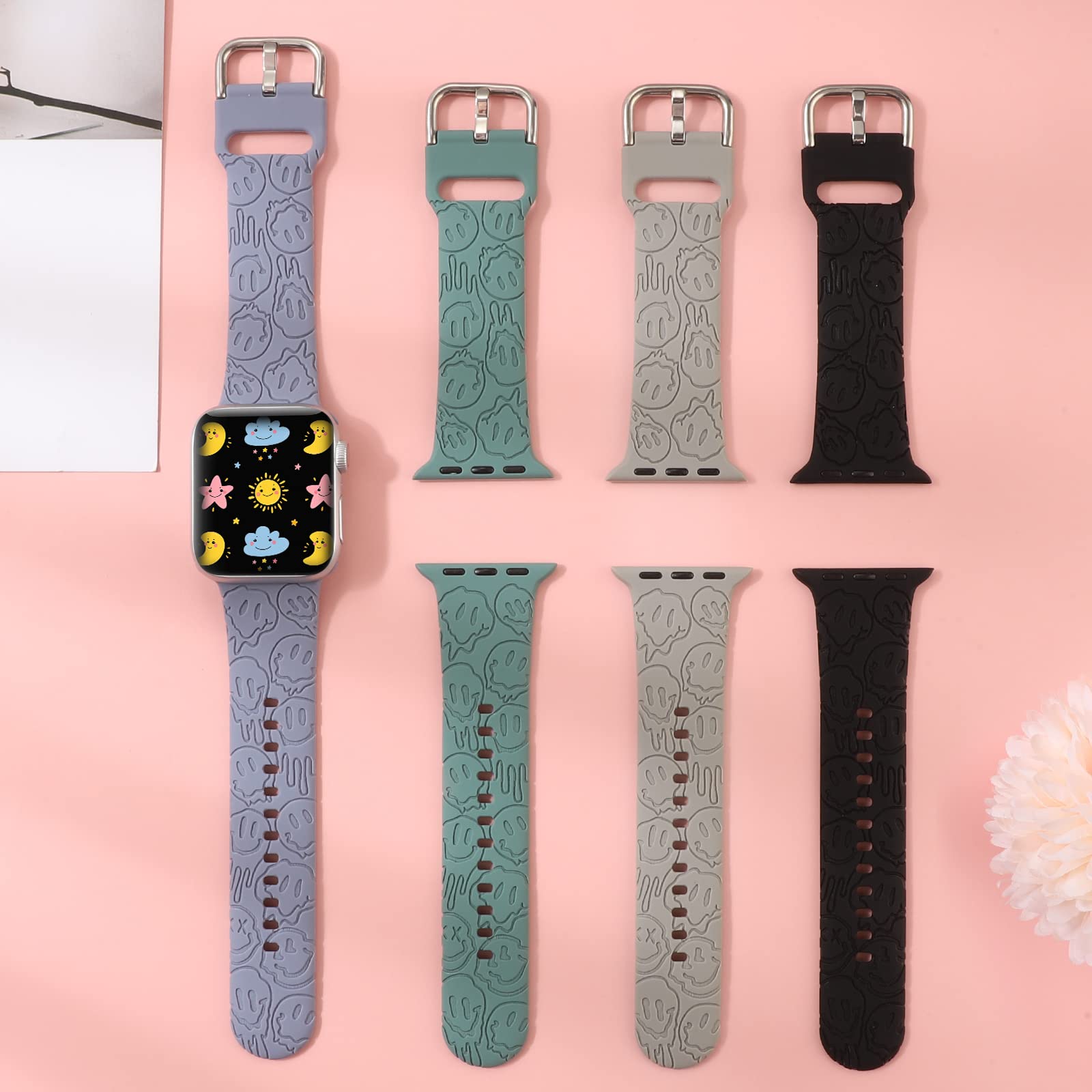 Halloween Floral Engraved Silicone Band Compatible With Apple Watch 38Mm 40Mm 41Mm For Women Men