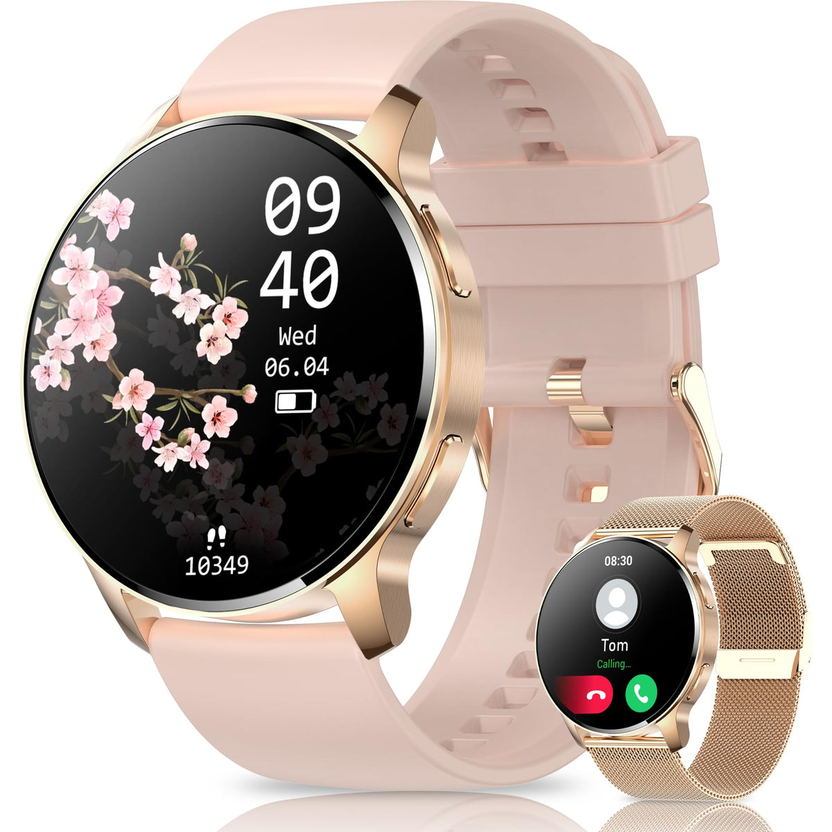 Smart Watch For Women, Bluetooth Smartwatch Make/Receive Calls With 24-Hour Heart Rate&Sleep Monitor, Ip67 Waterproof Fitness Tr