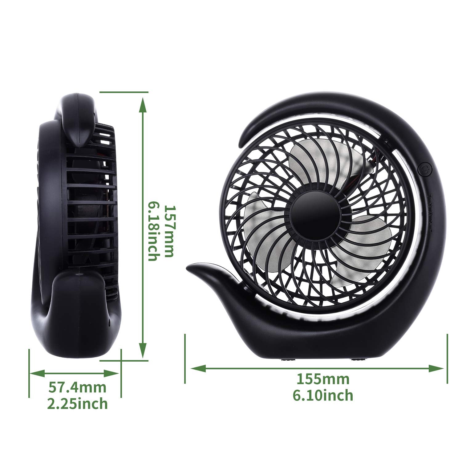 Acemining Desk Fan, Quiet Small Fan, Usb Fan For Rooms, Rechargeable Table Fan Battery Operated Desktop Fan, Portable Office Fan