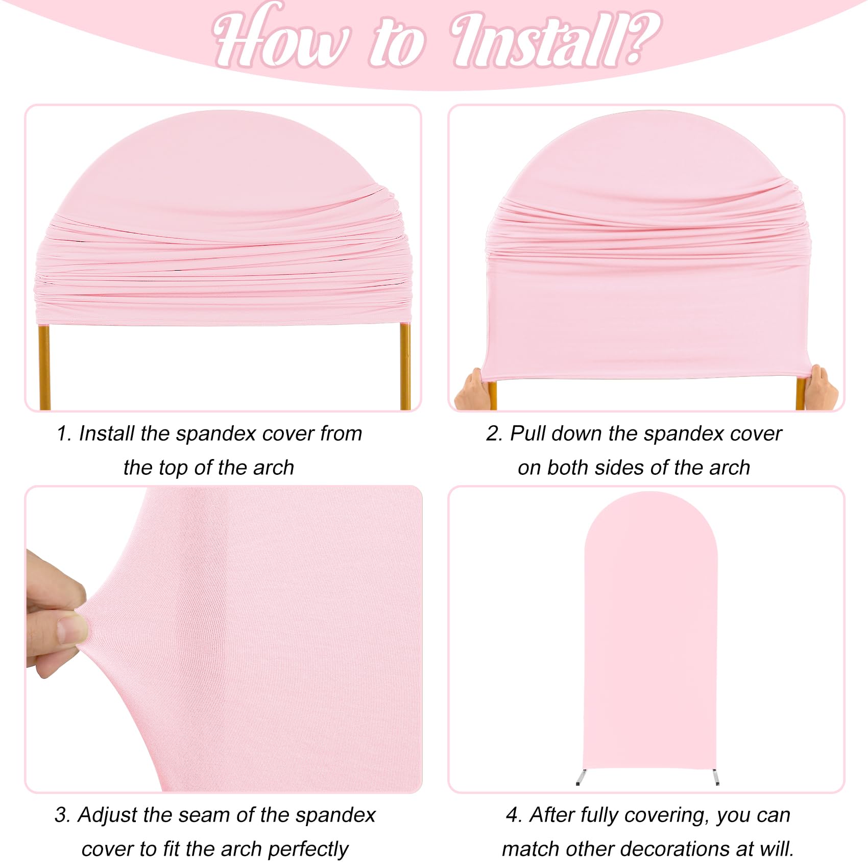 Spandex Fitted Wedding Arch Cover 6.6Ft Pink Arch Backdrop Cover, Round Top Chiara Backdrop Stand Covers For Wedding Birthday Pa