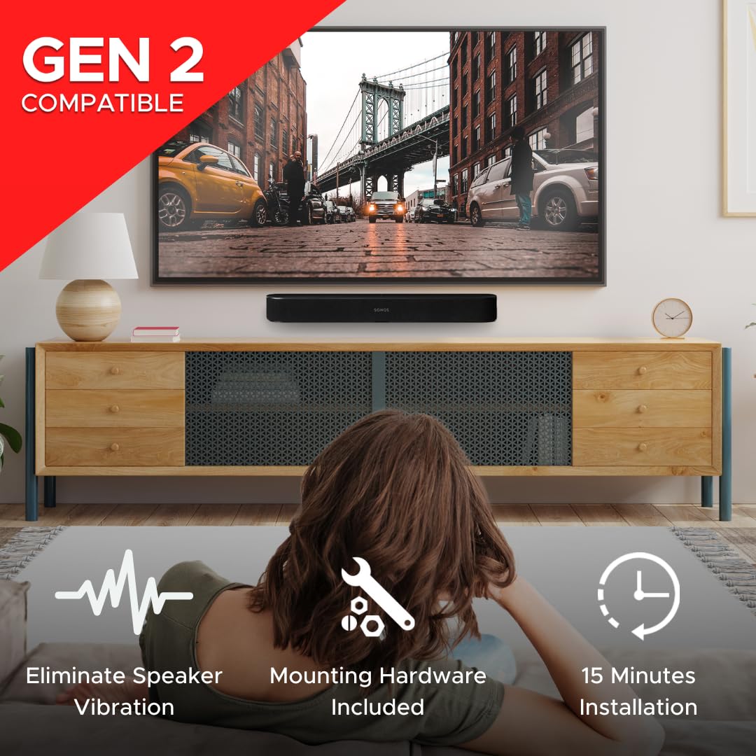 Soundbar Mount For Sonos Beam Compatible With Generation 1 & 2 Sonos Beam Sound Bar Includes All Necessary Mounting Hardware, Mo