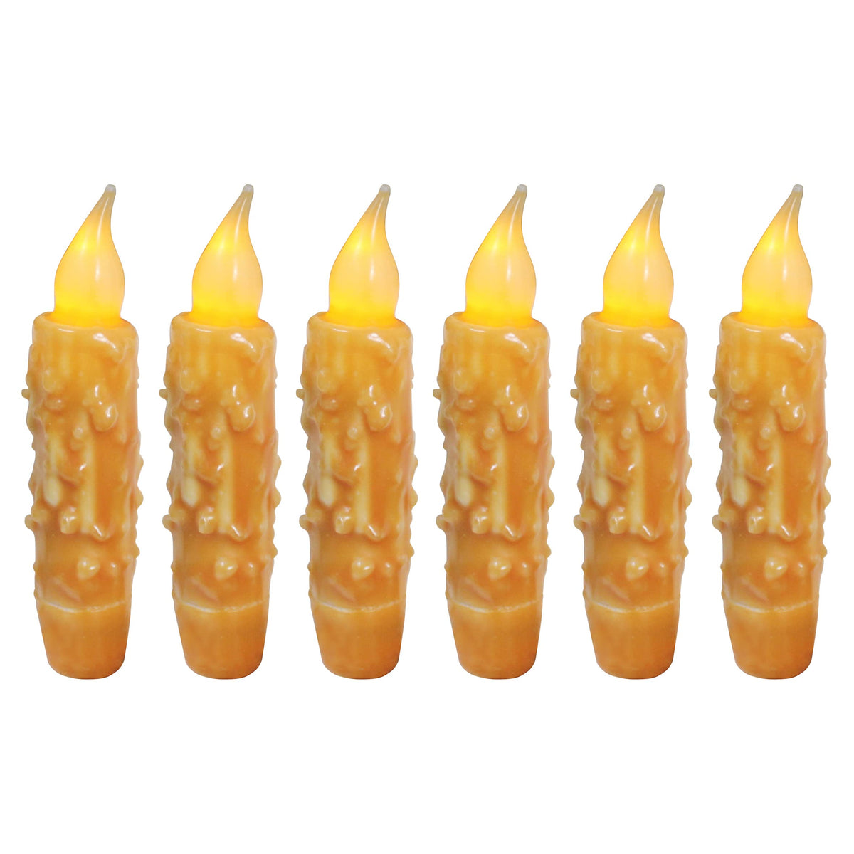 Cvhomedeco. Real Wax Hand Dipped Battery Operated Led Timer Taper Candles Rustic Primitive Flameless Lights Decor, 4-3/4 Inch, O