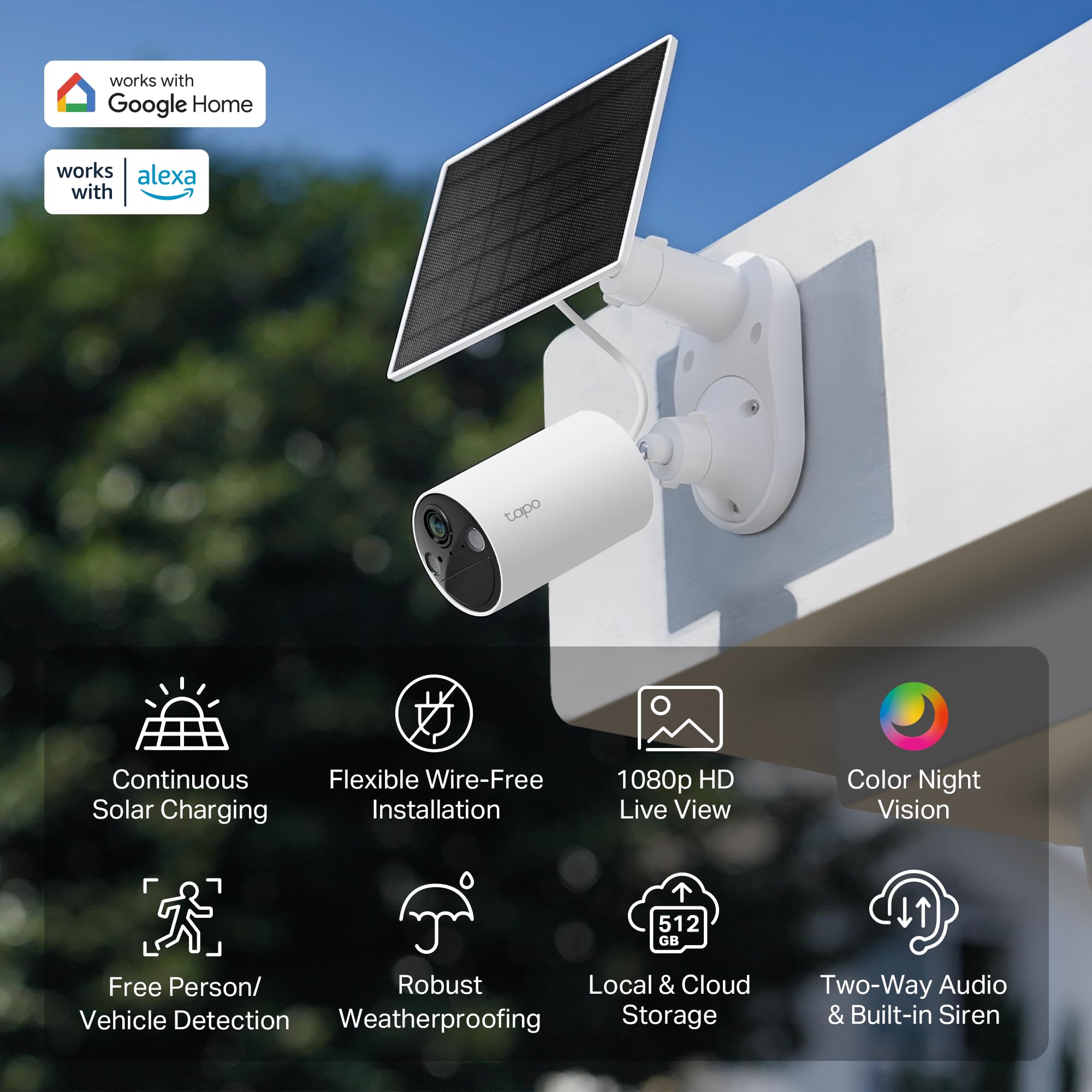 Tp Link ???????? Solarcam C402 Kit, Outdoor Battery Camera W/Solar Panel Base, Wireless, 1080P, Free Person/Vehicle Detection, S