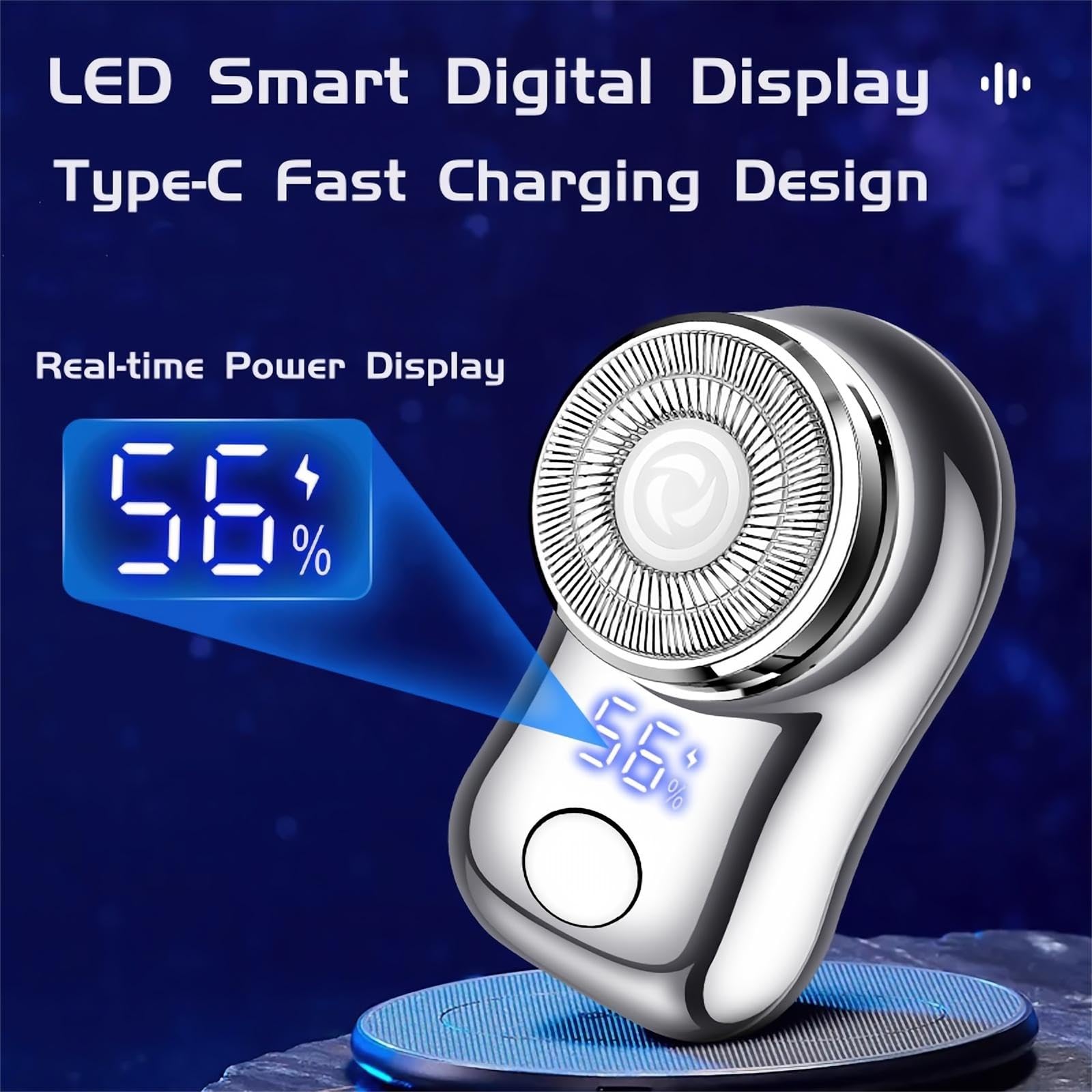 Mini Electric Shaver, Portable Powerful Storm Razor For Men Women, Usb C Rechargeable, Battery Power Display, Lightweight Razor