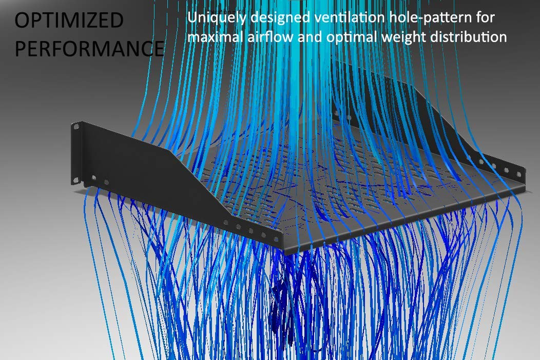 2U Universal Server Shelf Vented Rack Mount Cantilever Shelf 16'' Deep, For 19    Equipment Racks, Heavy Duty Rack Cabinet Shelf