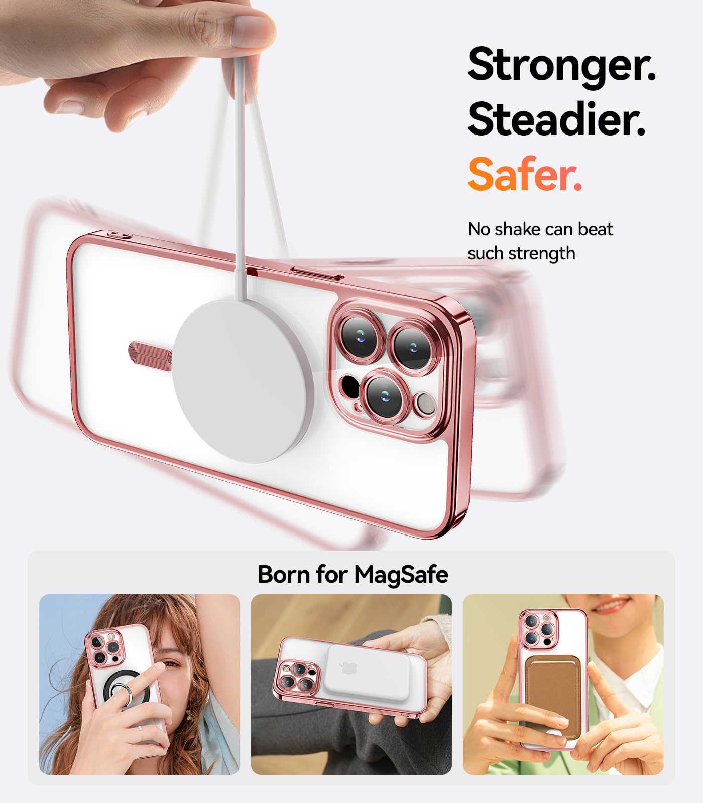 Meifigno Candy Mag Series Case Designed For Iphone 13 Pro Max, [Compatible With Magsafe][Glitter Card & Wrist Strap] Surround Ra