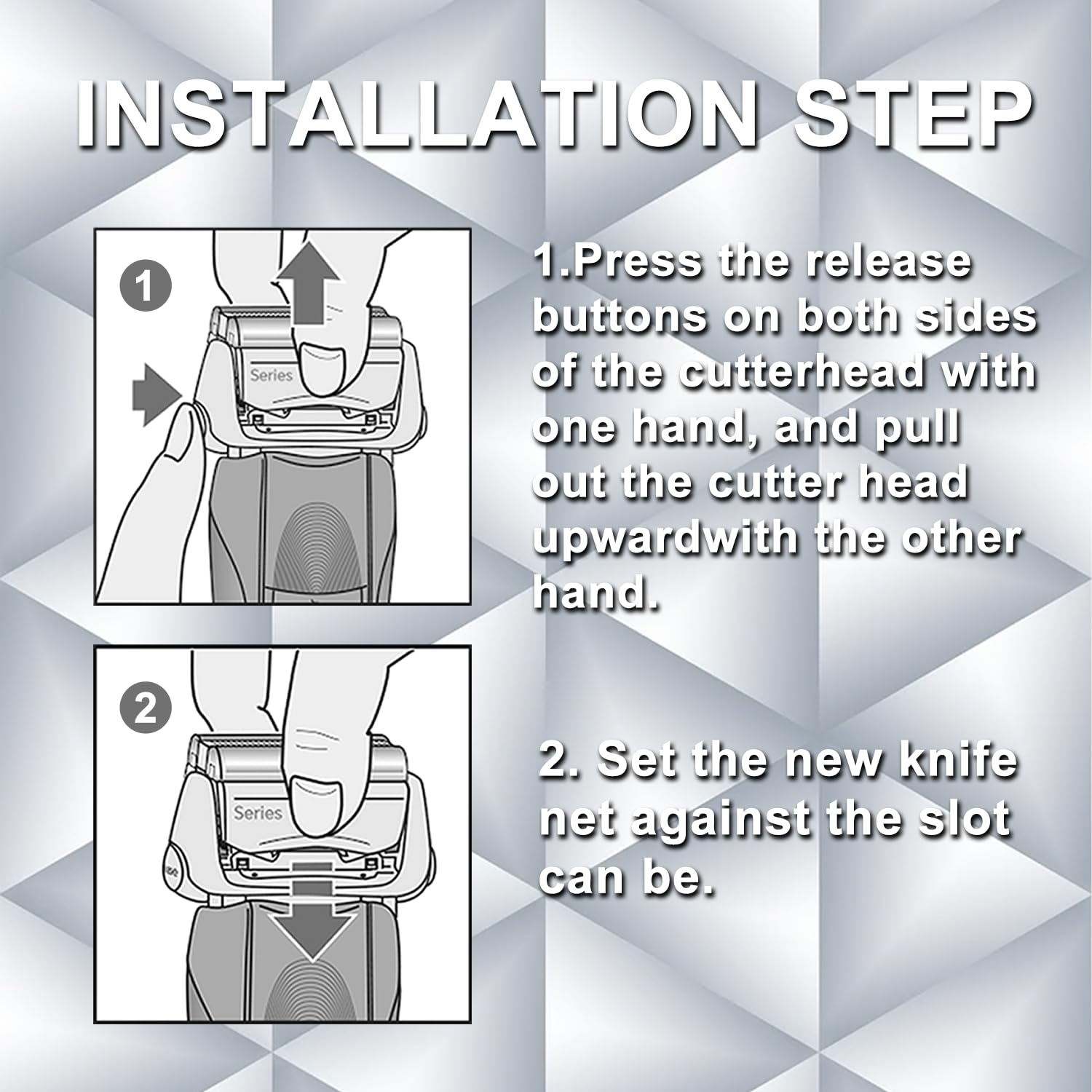 52S 2Pcs, Series 5 Electric Shaver Replacement Head Compatible, 52S Replacement Electric Shaver Heads For Men Razor Shaving Blad