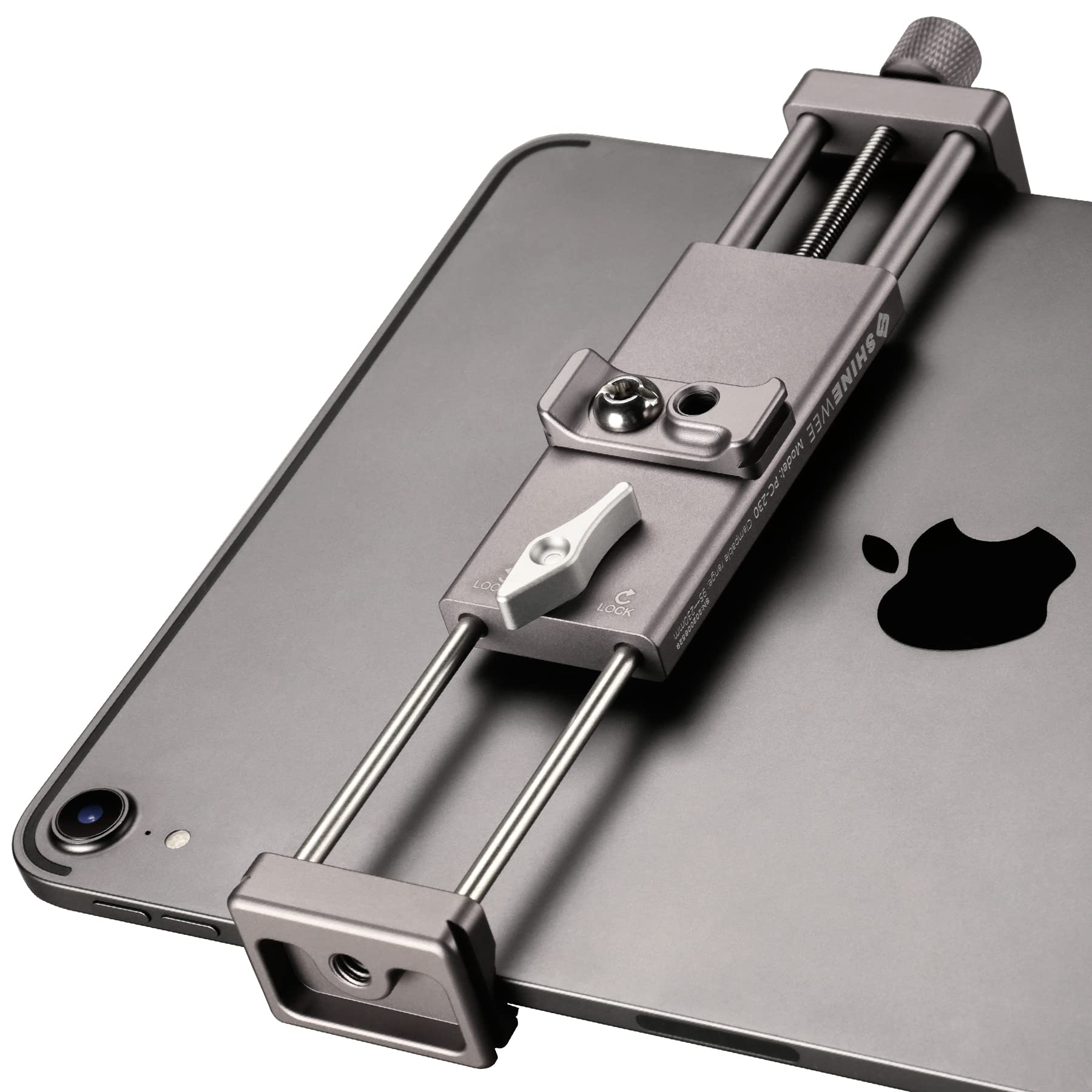 Shinewee Metal Ipad Holder For Tripod Mount, 1/4' Screw, Acra/Rrs Rail Plate Mounts, Fits Ipad 1 2 3 4 5 Mini Air Pro,Universal Tablet Ipad Clamp Holder Tripod Adapter