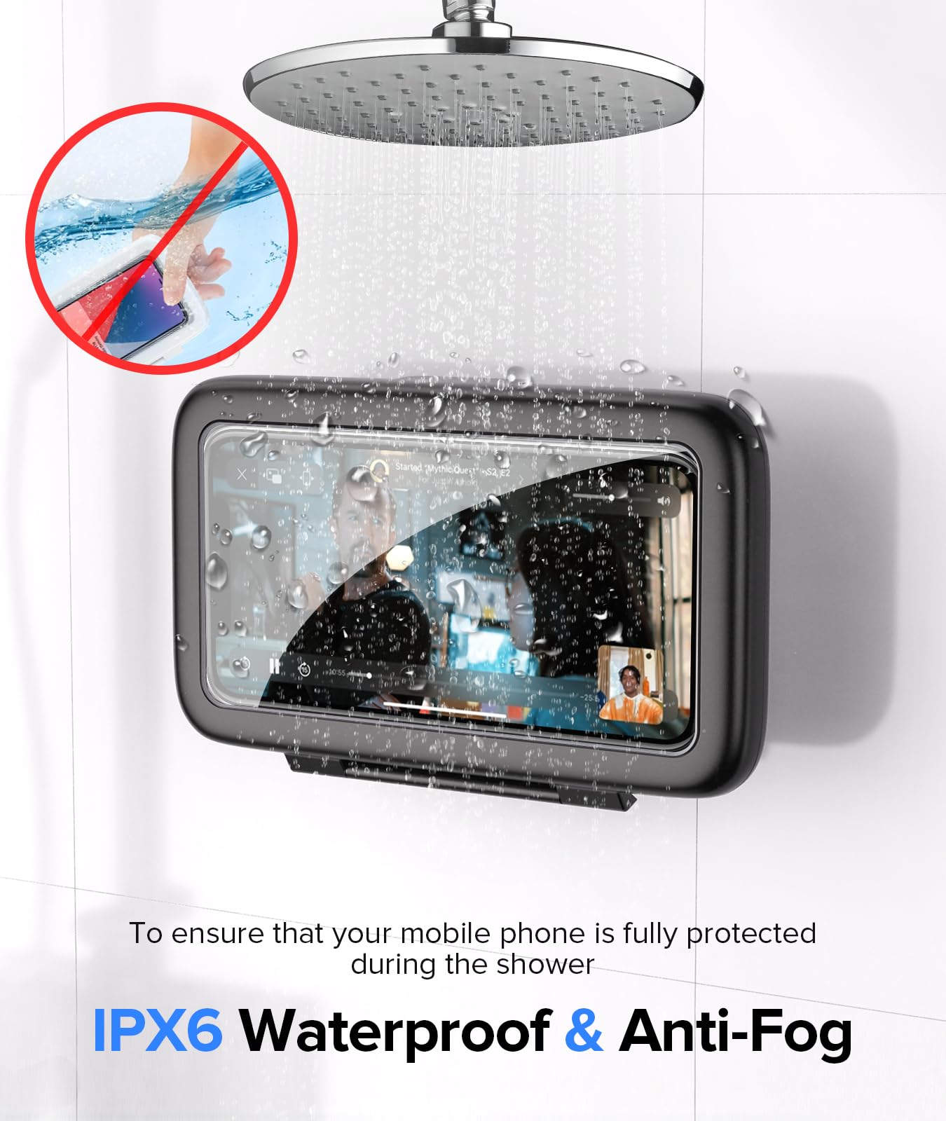 Lc Dolida Shower Phone Holder Waterproof 480 Rotation Phone Stand Case Mount For Bathroom Batheub Kitchen Wall Mirro Compatible