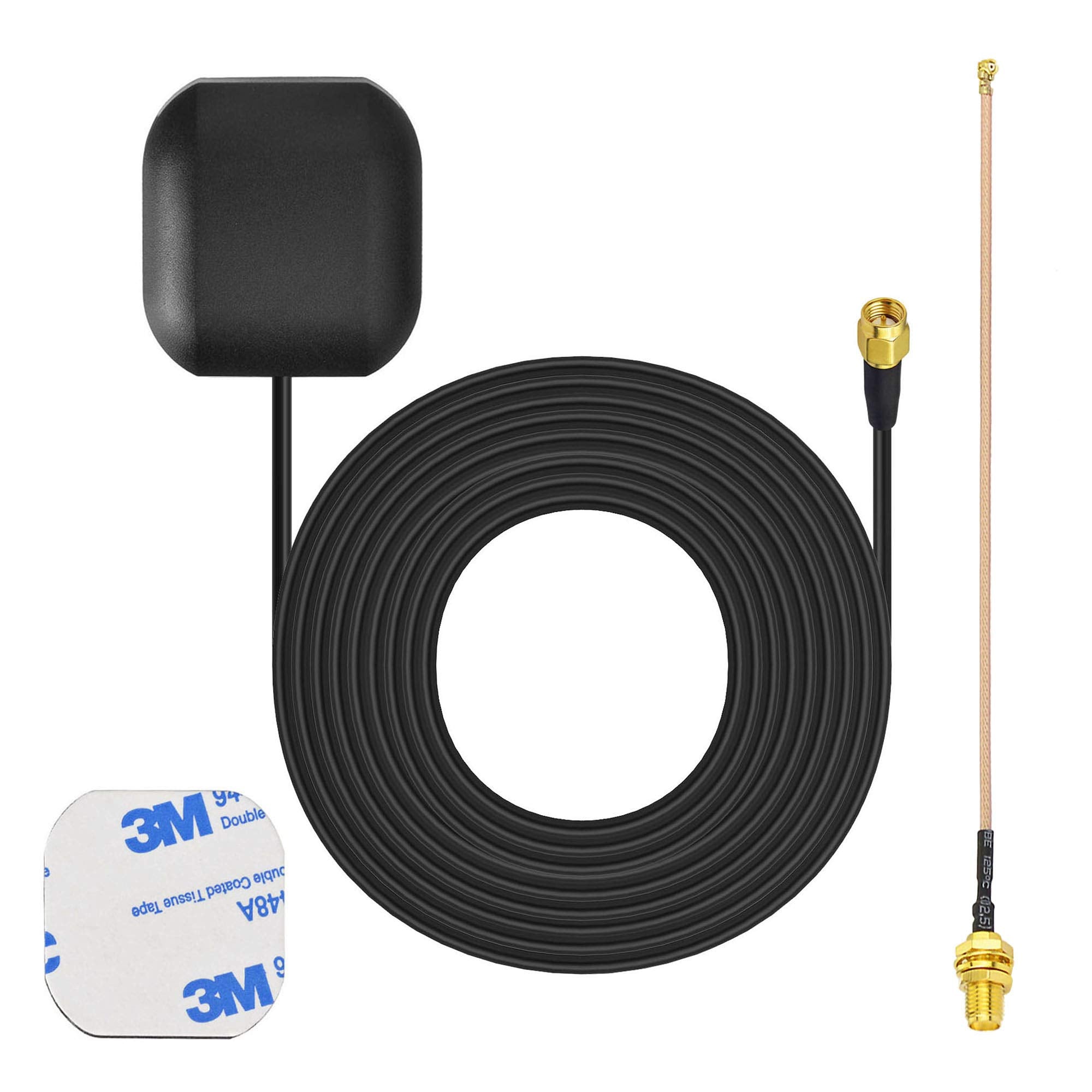 Bingfu Waterproof Active GPS Navigation Antenna Adhesive Mount SMA Male GPS Antenna with 15cm 6 inch U.FL IPX IPEX to SMA Female