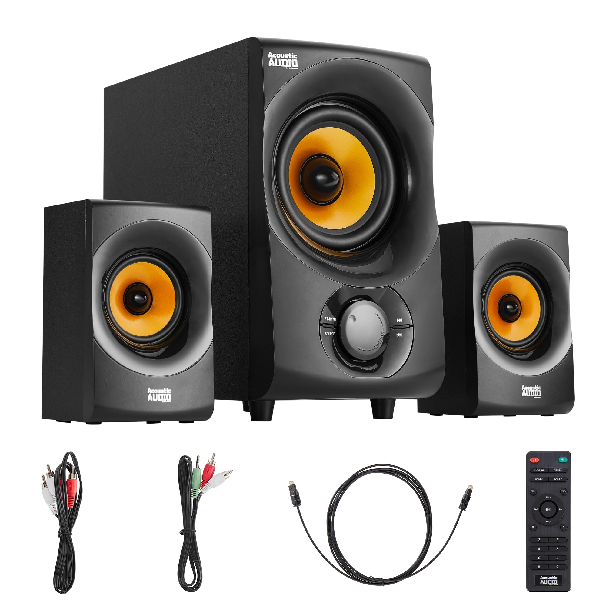 Acoustic Audio By Goldwood Bluetooth 2.1 Speaker System 2.1 Channel Home Theater Speaker System, Black (Aa2170)