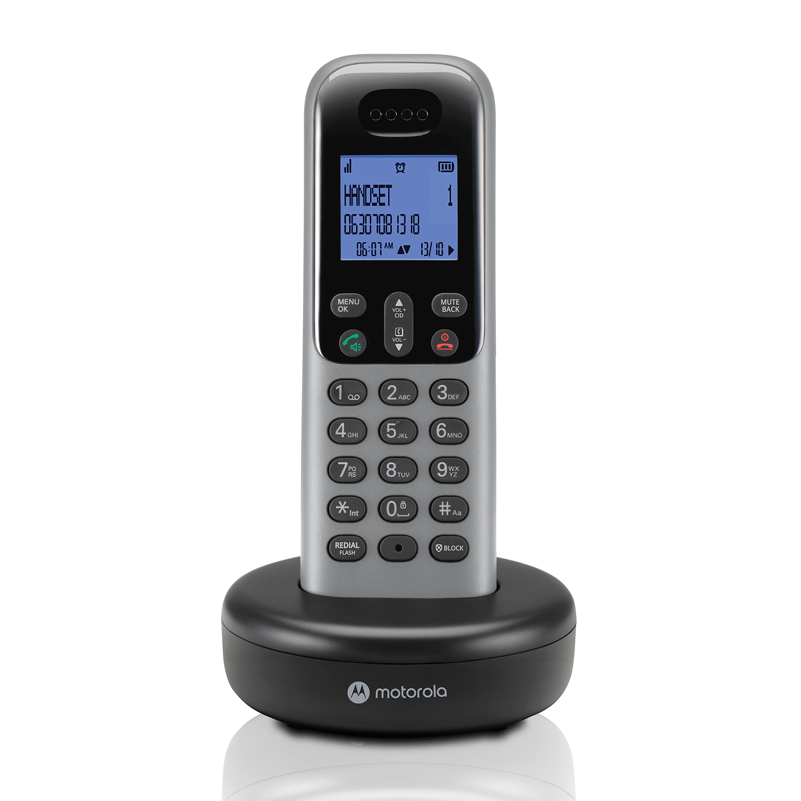 Motorola Voice T601 Cordless Phone System W/Digital Handset, Speakerphone, And Call Block   Dark Grey
