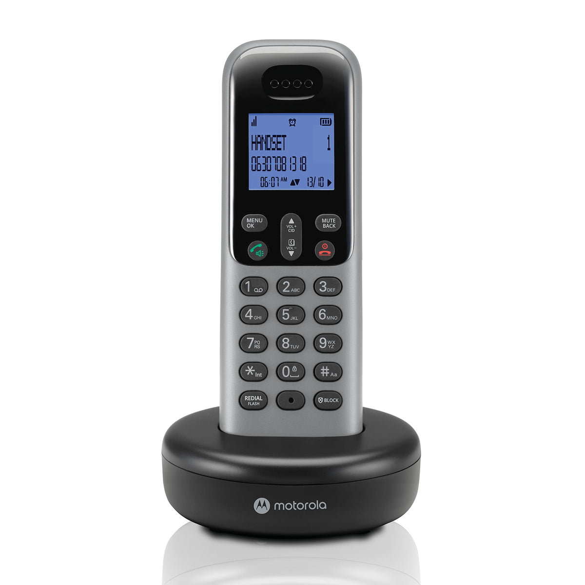 Motorola Voice T601 Cordless Phone System W/Digital Handset, Speakerphone, And Call Block   Dark Grey